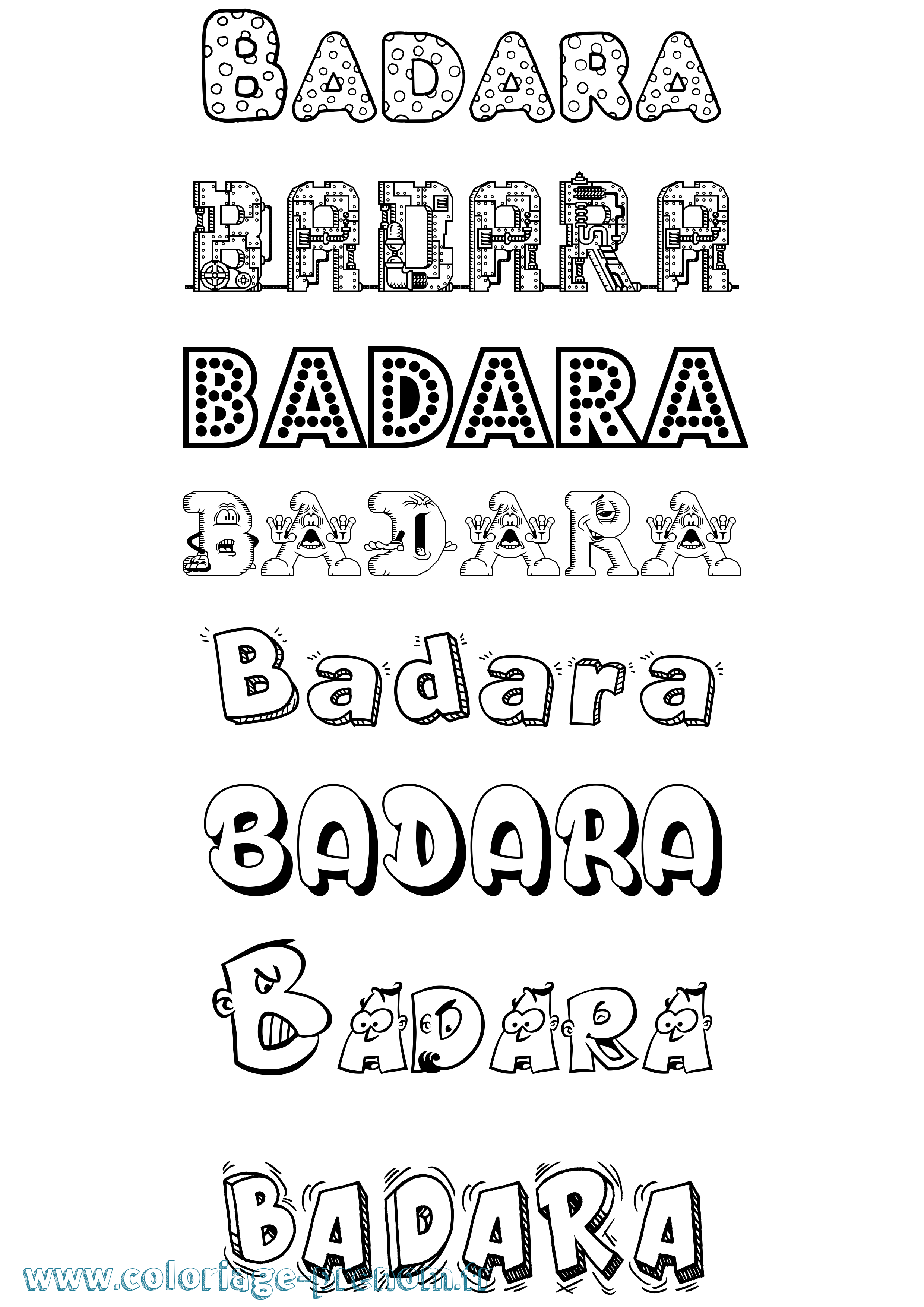Coloriage Badara Fun Coloriage prénom Badara Fun