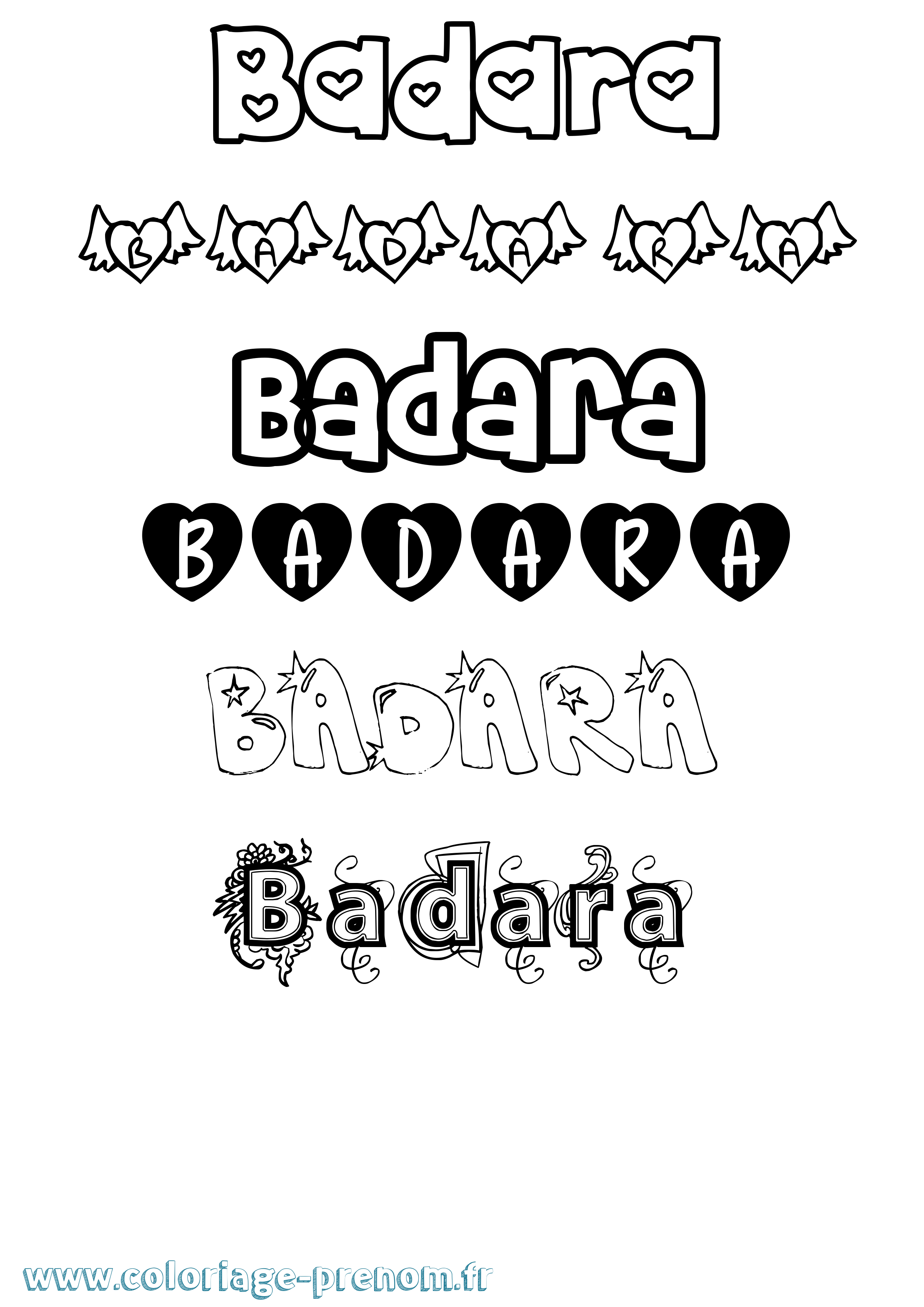 Coloriage Badara Girly Coloriage prénom Badara Girly