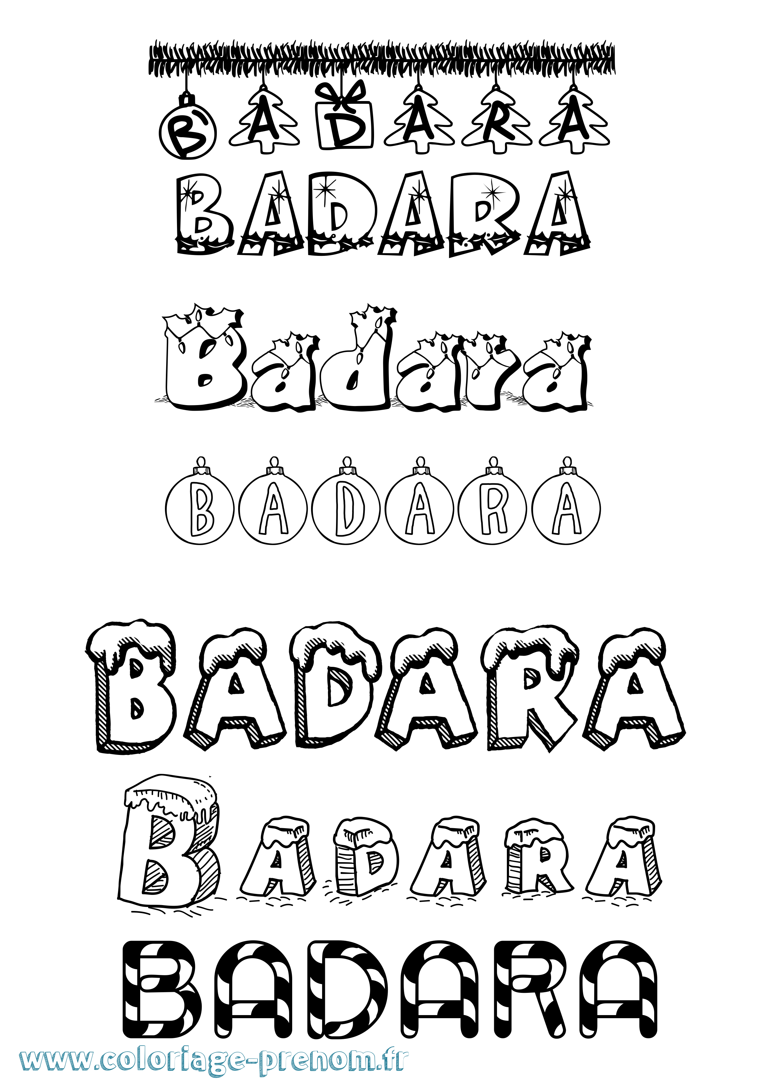 Coloriage Badara Noël Coloriage prénom Badara Noël