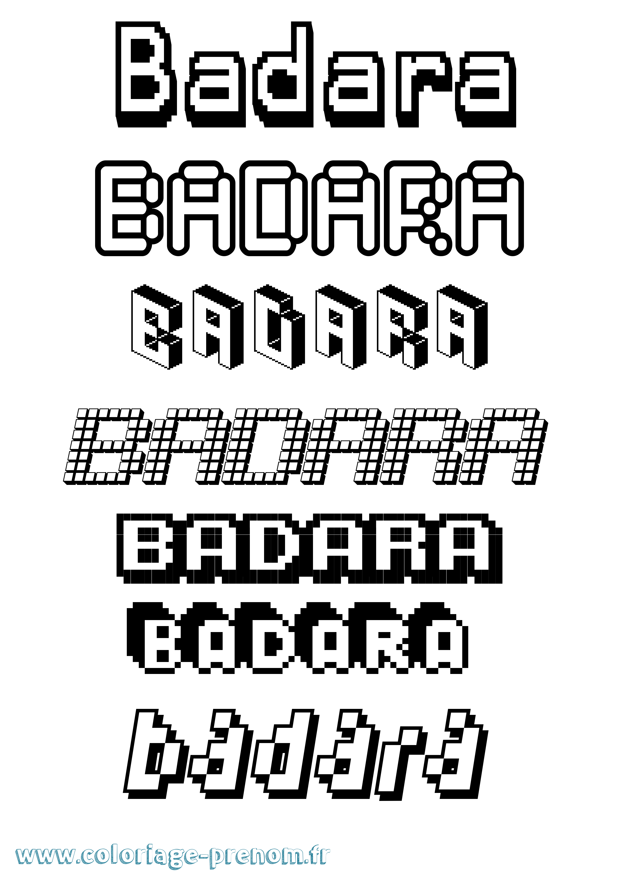 Coloriage Badara Pixel Coloriage prénom Badara Pixel