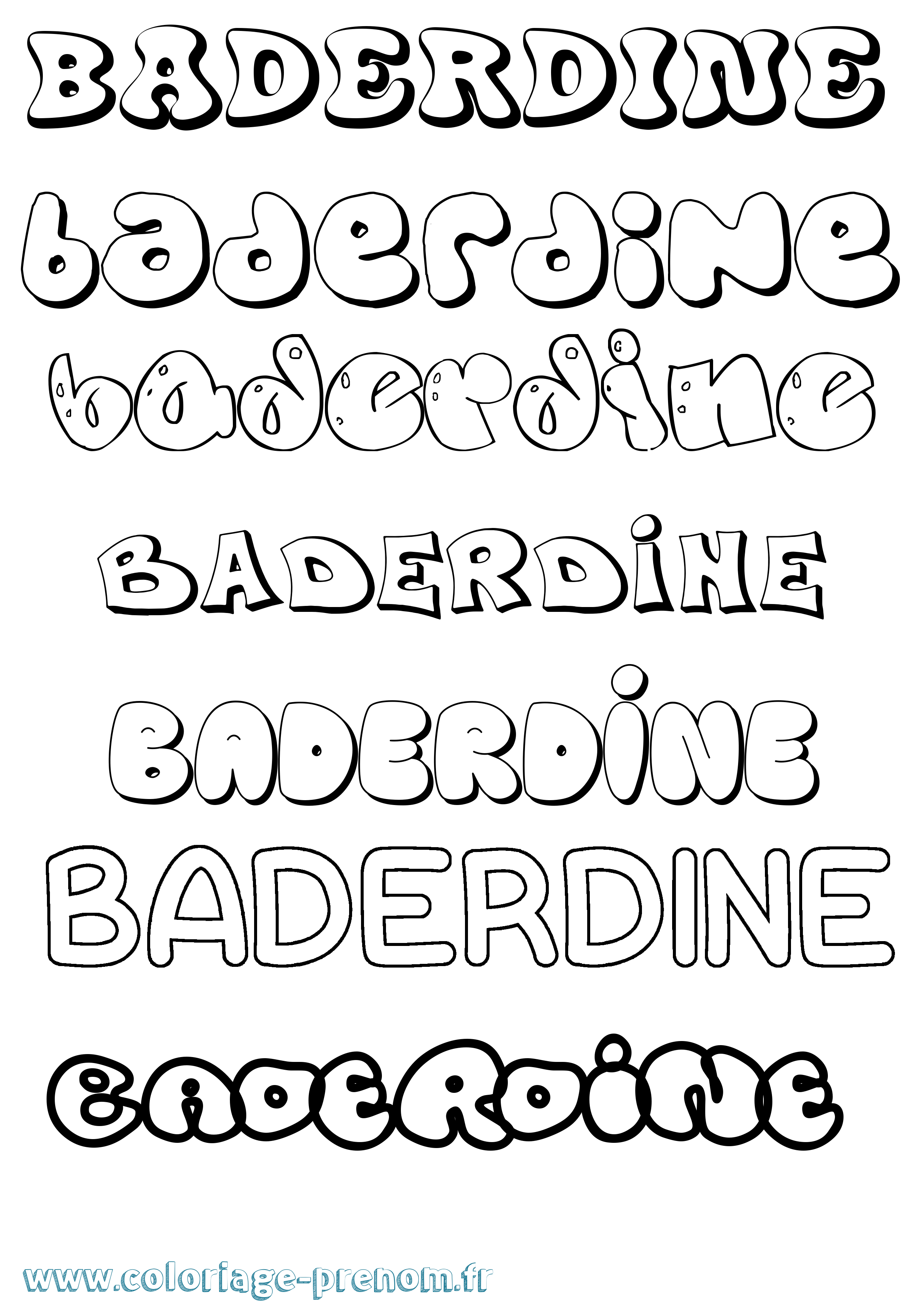 Coloriage Baderdine Bubble Coloriage prénom Baderdine Bubble