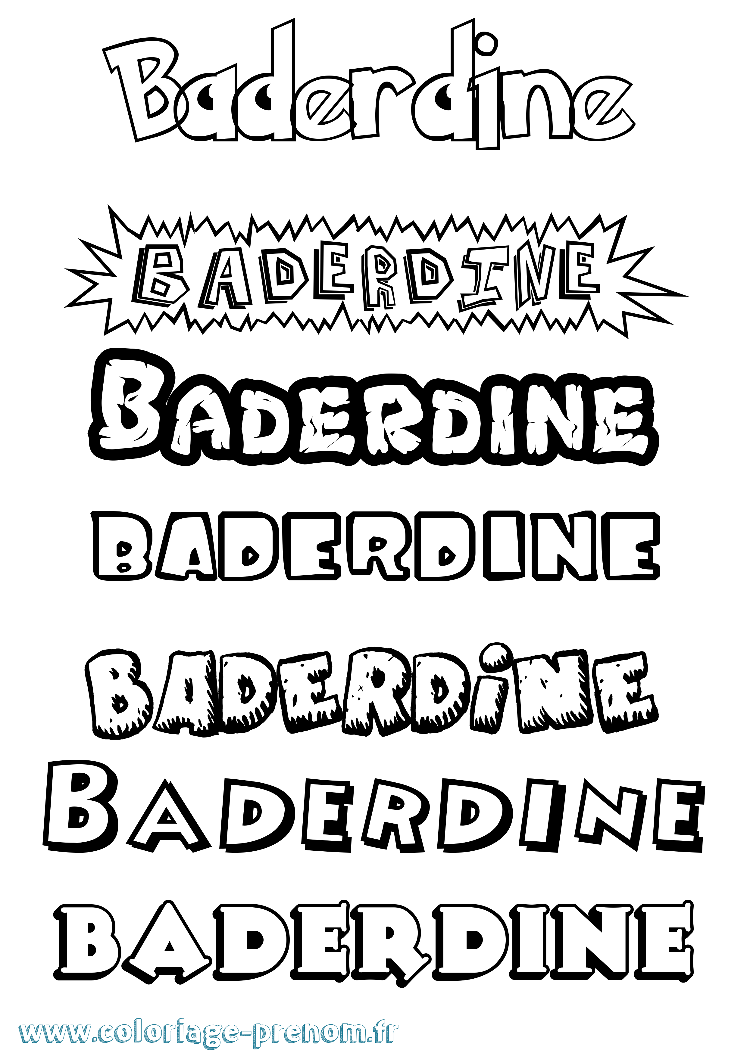 Coloriage Baderdine Dessin Animé Coloriage prénom Baderdine Dessin Animé
