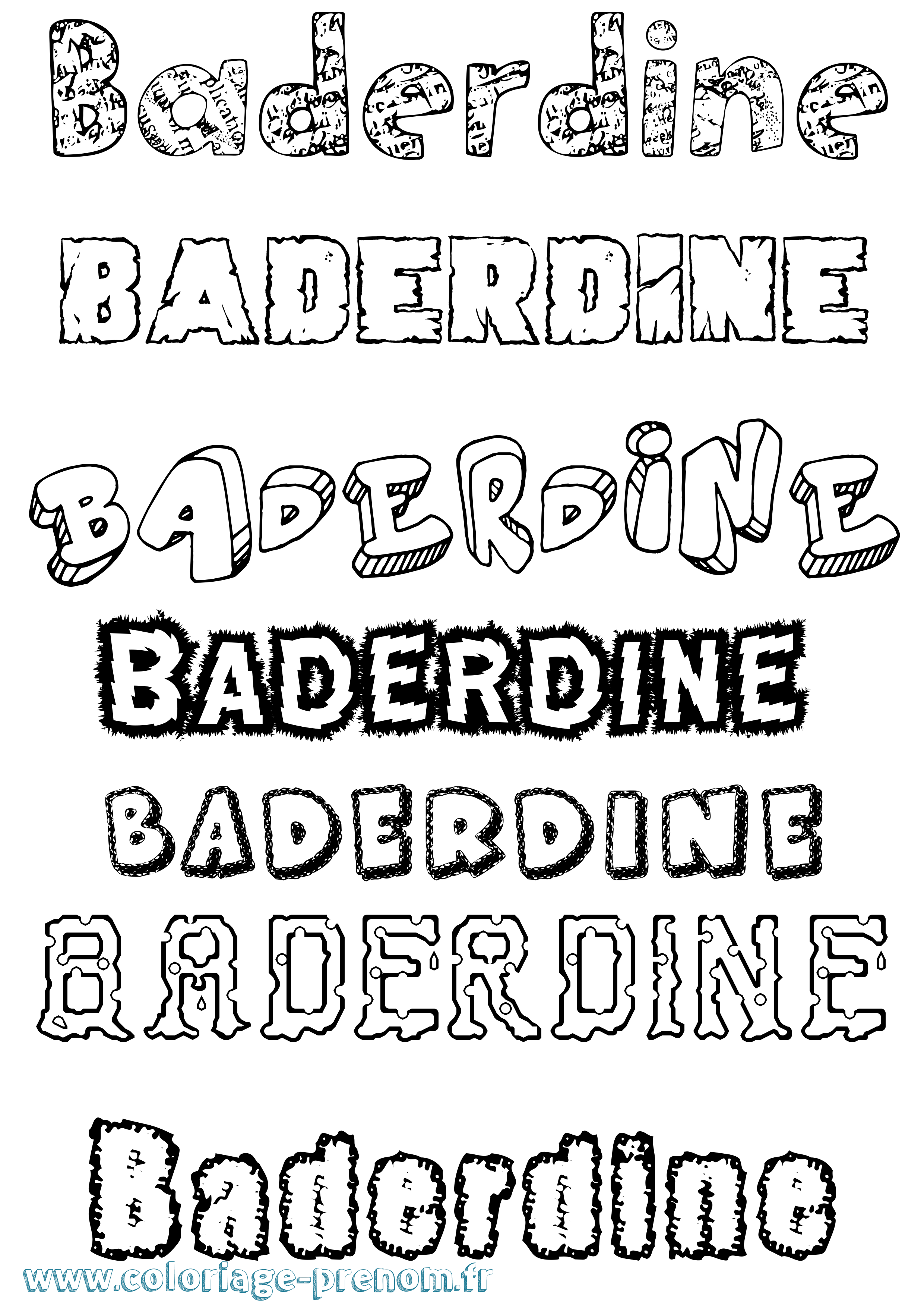 Coloriage Baderdine Destructuré Coloriage prénom Baderdine Destructuré