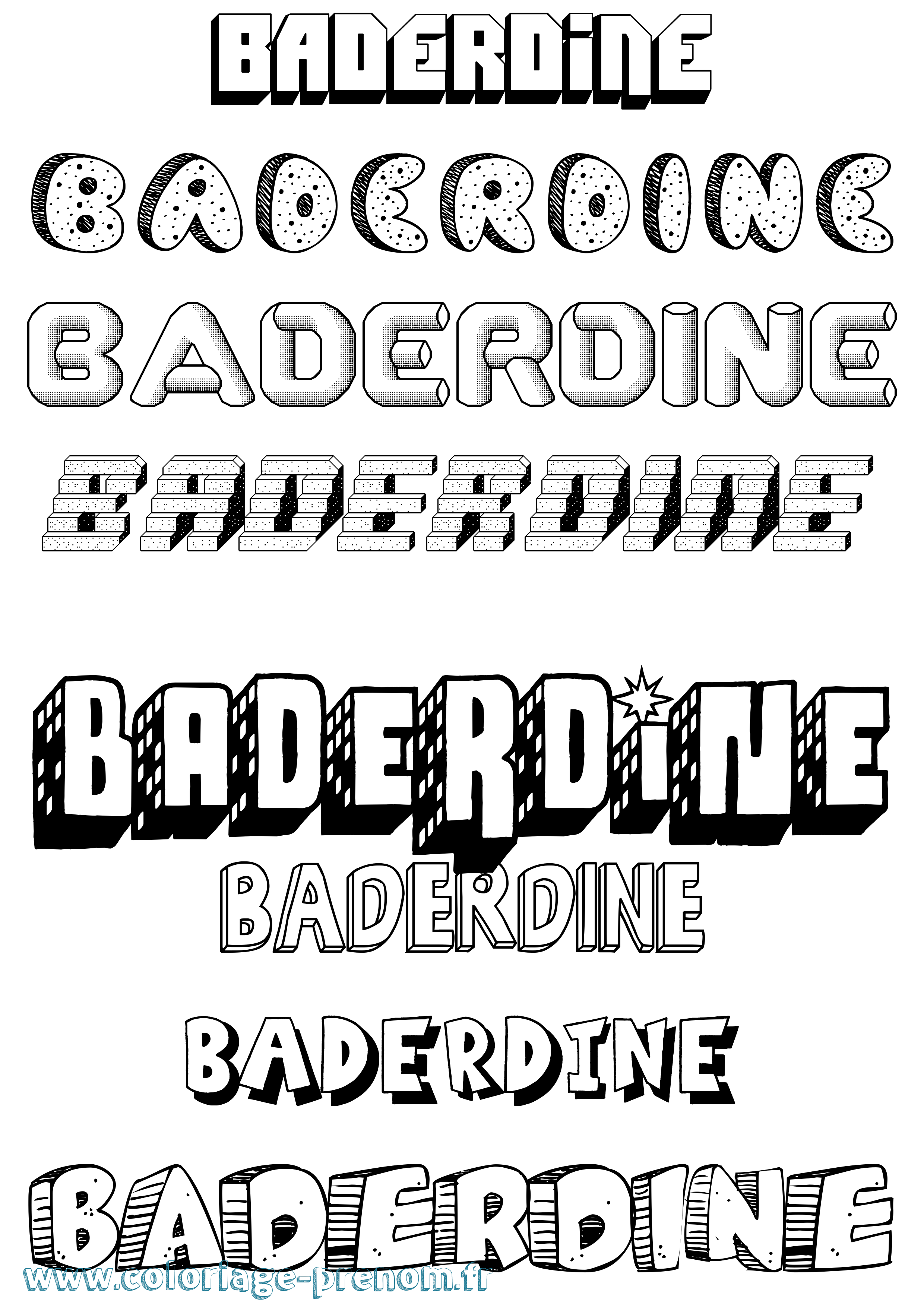 Coloriage Baderdine Effet 3D Coloriage prénom Baderdine Effet 3D