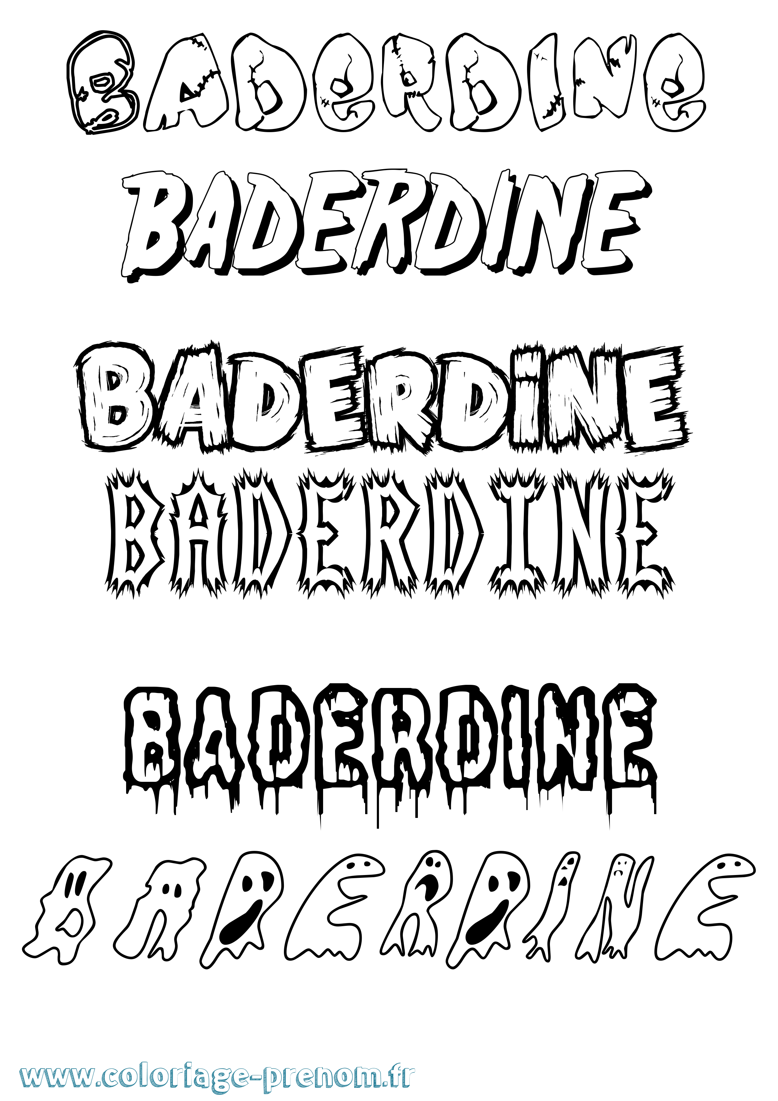 Coloriage Baderdine Frisson Coloriage prénom Baderdine Frisson