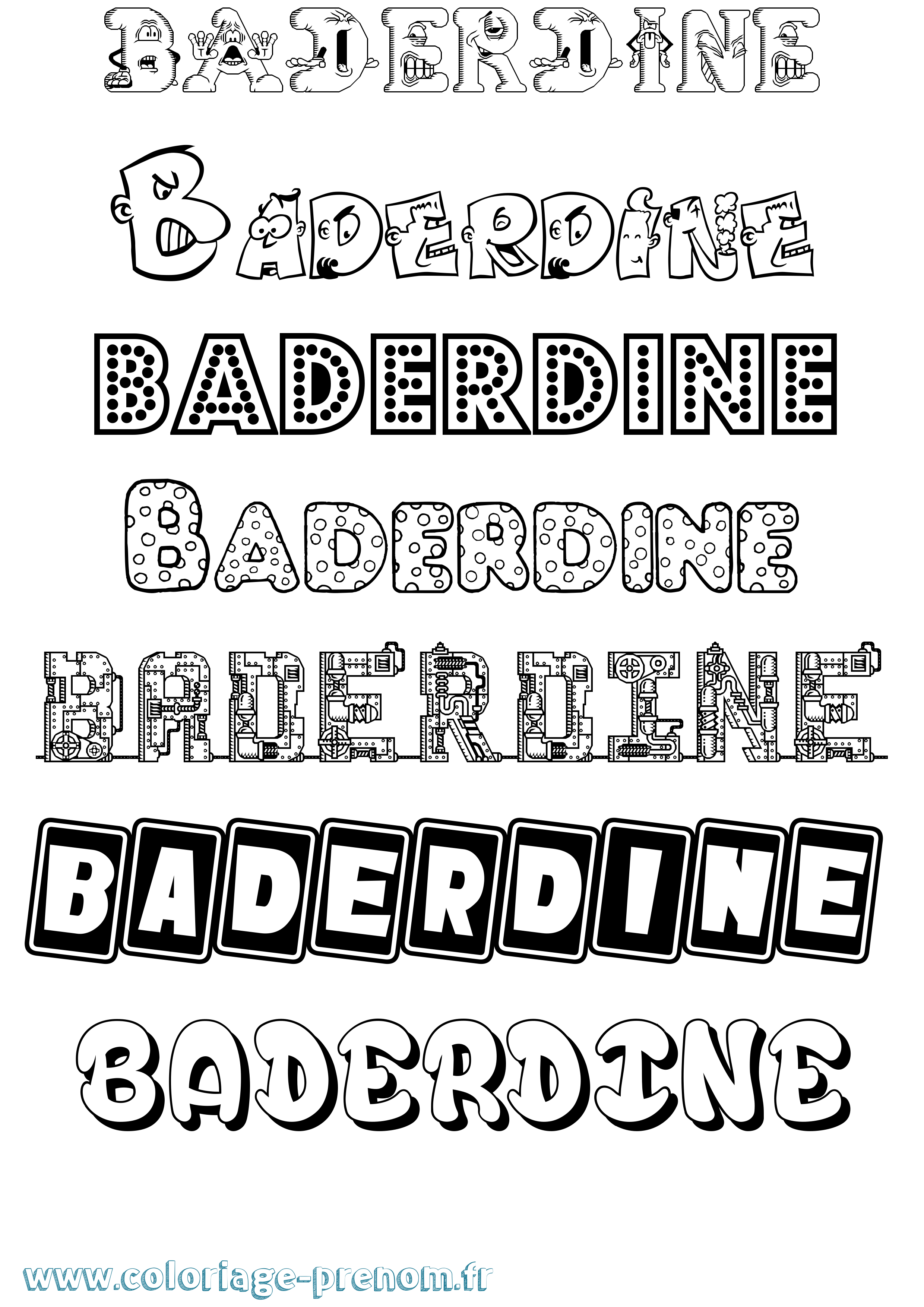 Coloriage Baderdine Fun Coloriage prénom Baderdine Fun