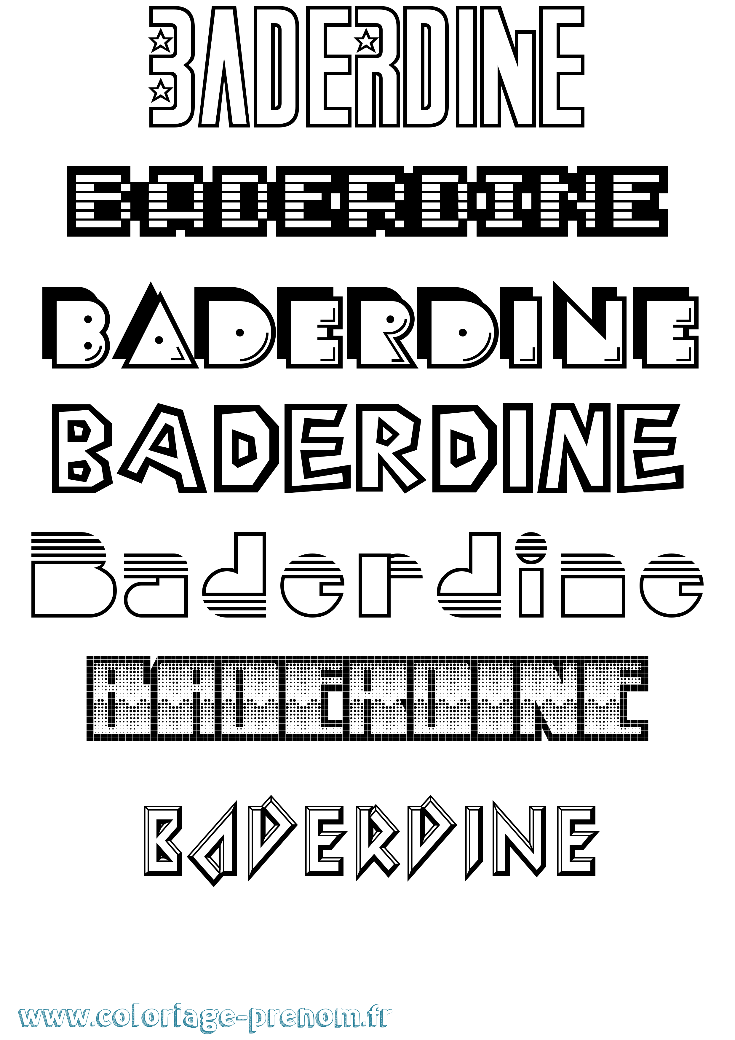 Coloriage Baderdine Jeux Vidéos Coloriage prénom Baderdine Jeux Vidéos