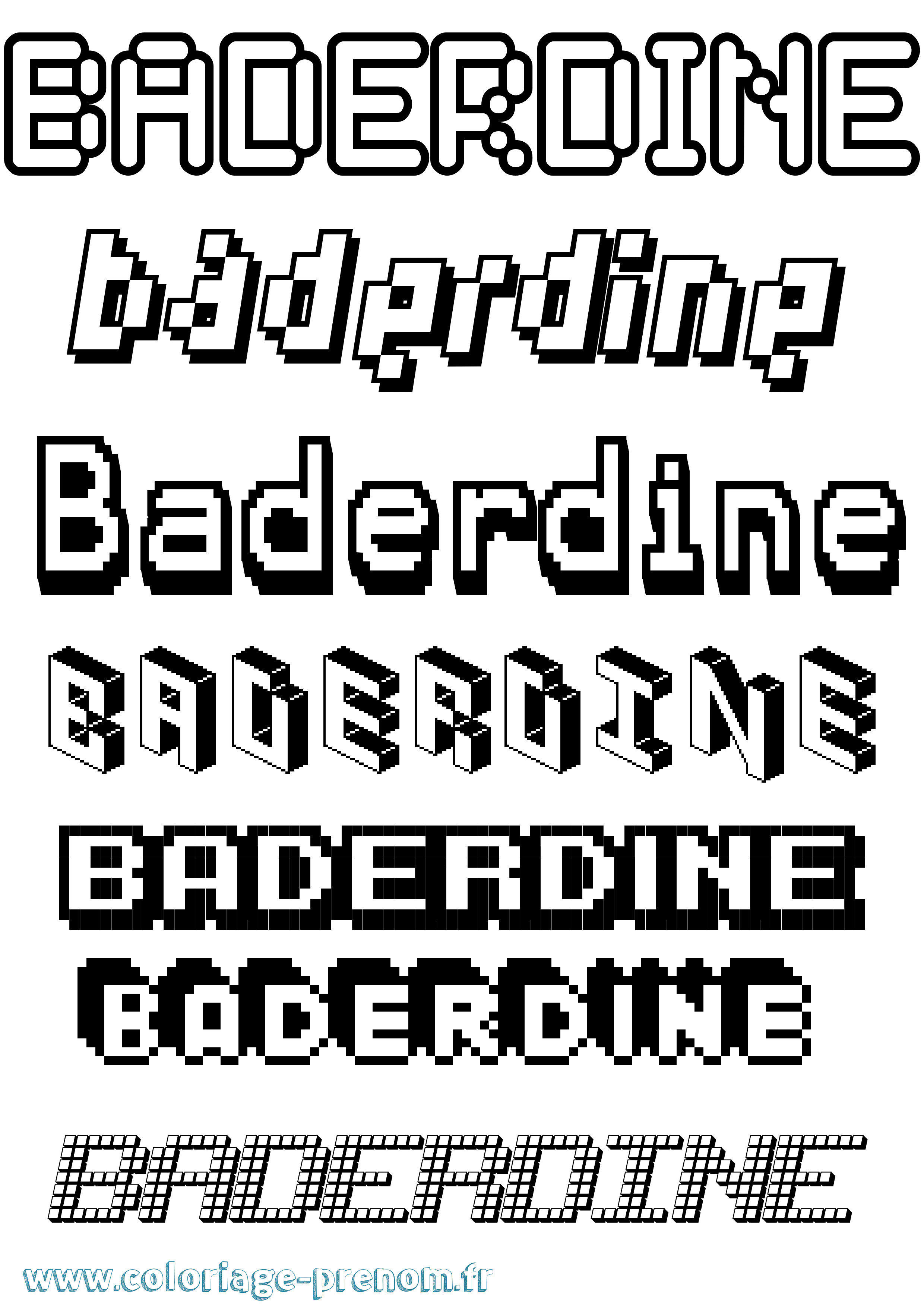 Coloriage Baderdine Pixel Coloriage prénom Baderdine Pixel