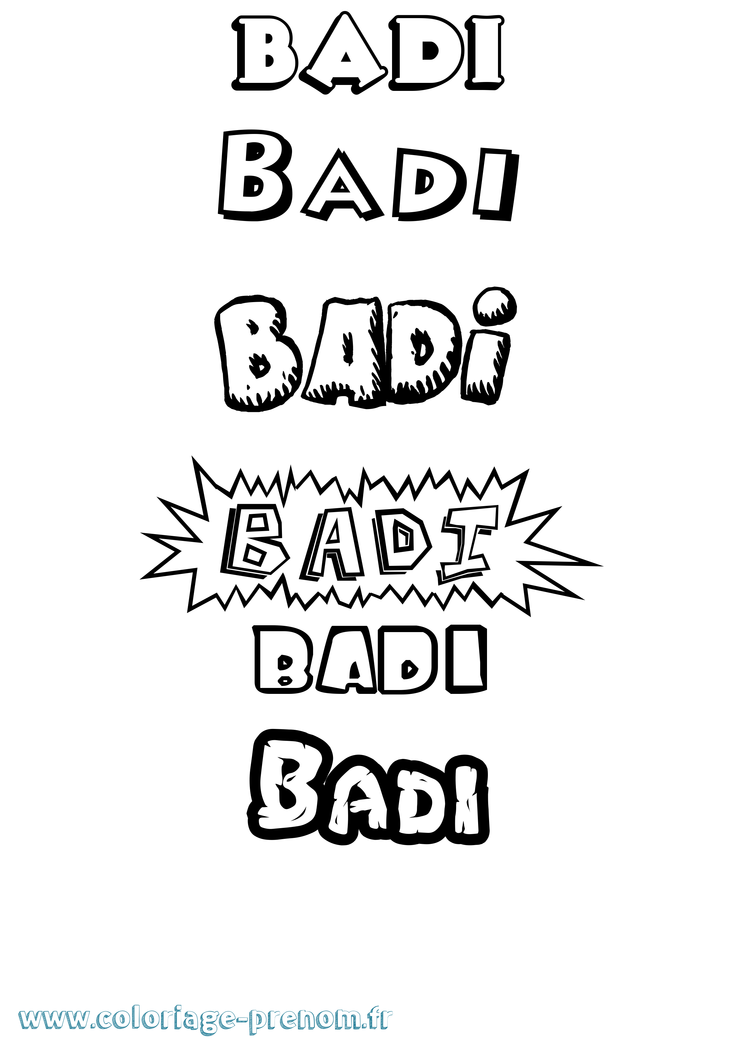 Coloriage Badi Dessin Animé Coloriage prénom Badi Dessin Animé
