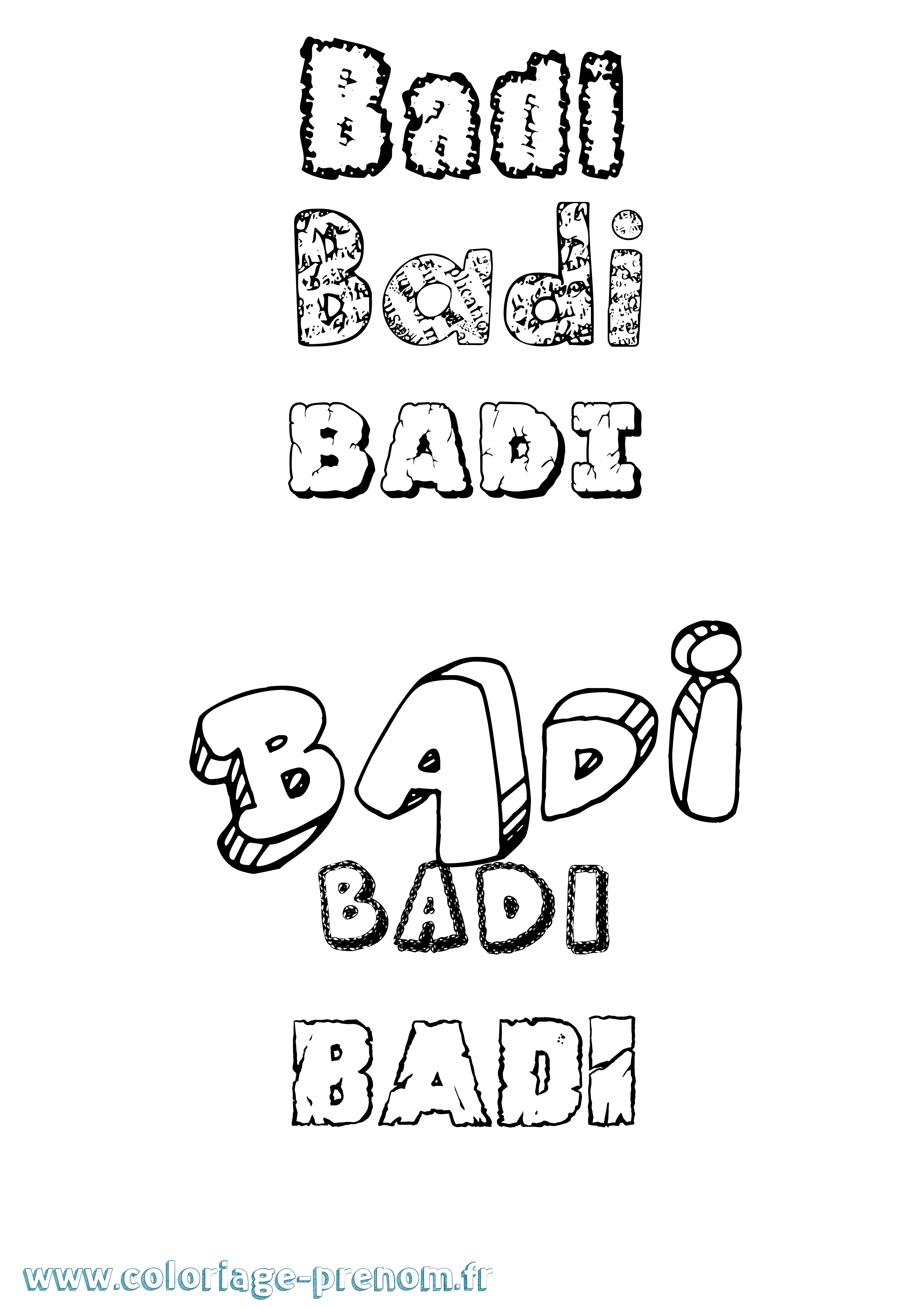 Coloriage Badi Destructuré Coloriage prénom Badi Destructuré