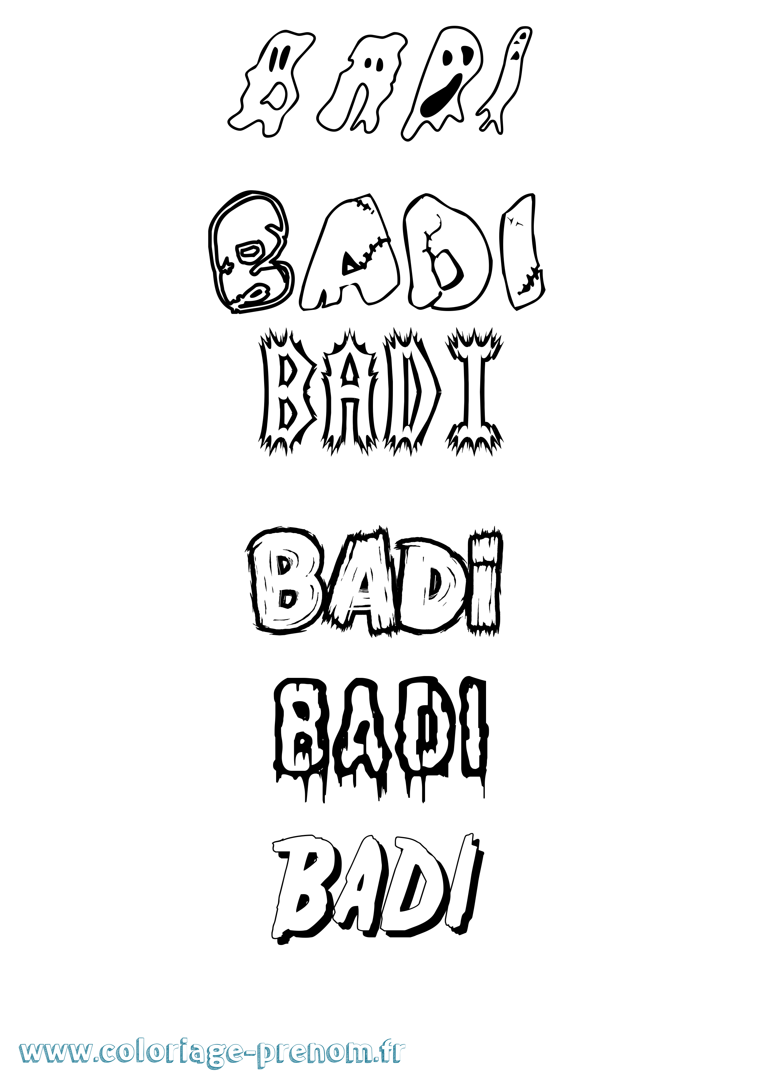 Coloriage Badi Frisson Coloriage prénom Badi Frisson