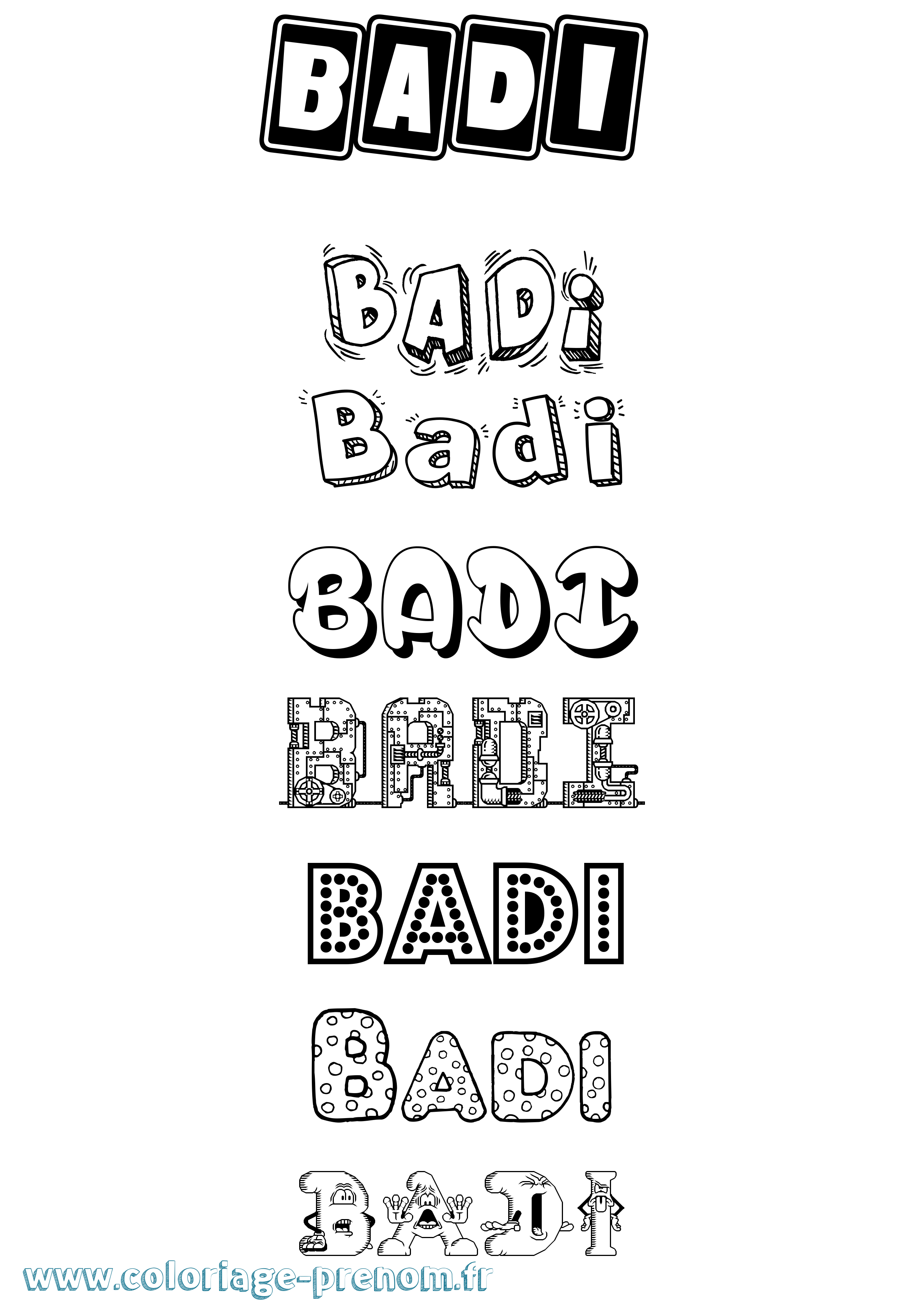 Coloriage Badi Fun Coloriage prénom Badi Fun