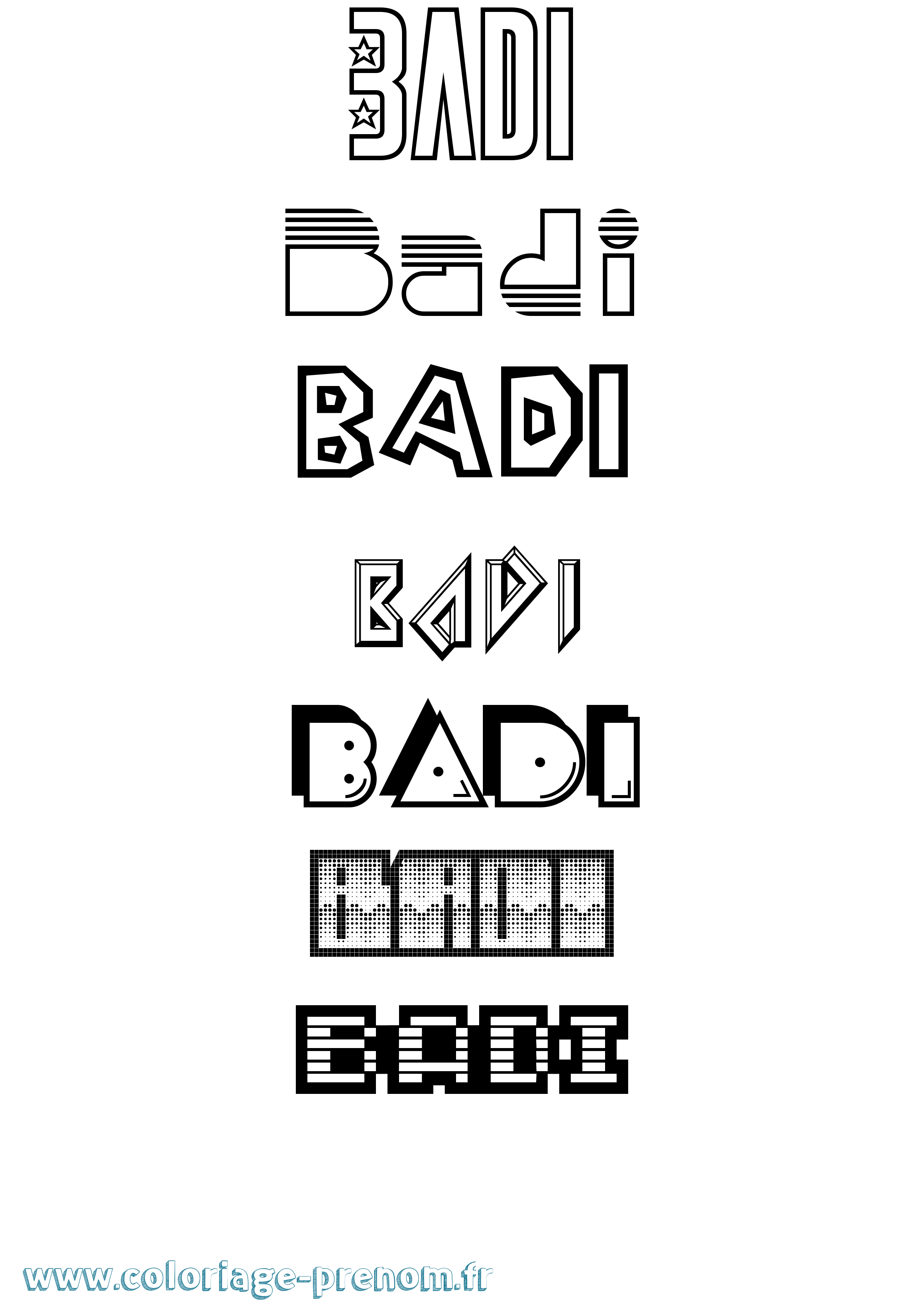 Coloriage Badi Jeux Vidéos Coloriage prénom Badi Jeux Vidéos