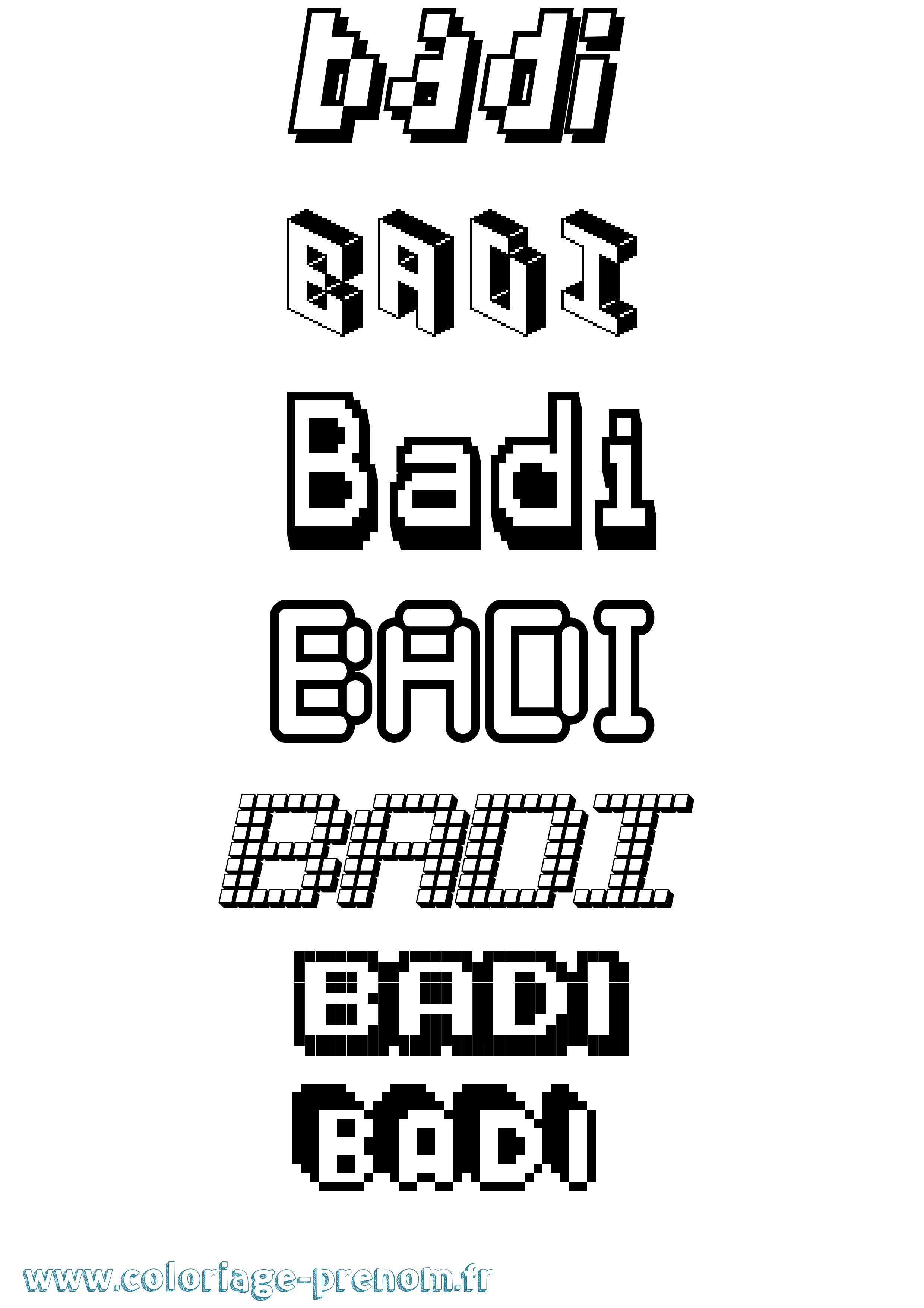 Coloriage Badi Pixel Coloriage prénom Badi Pixel