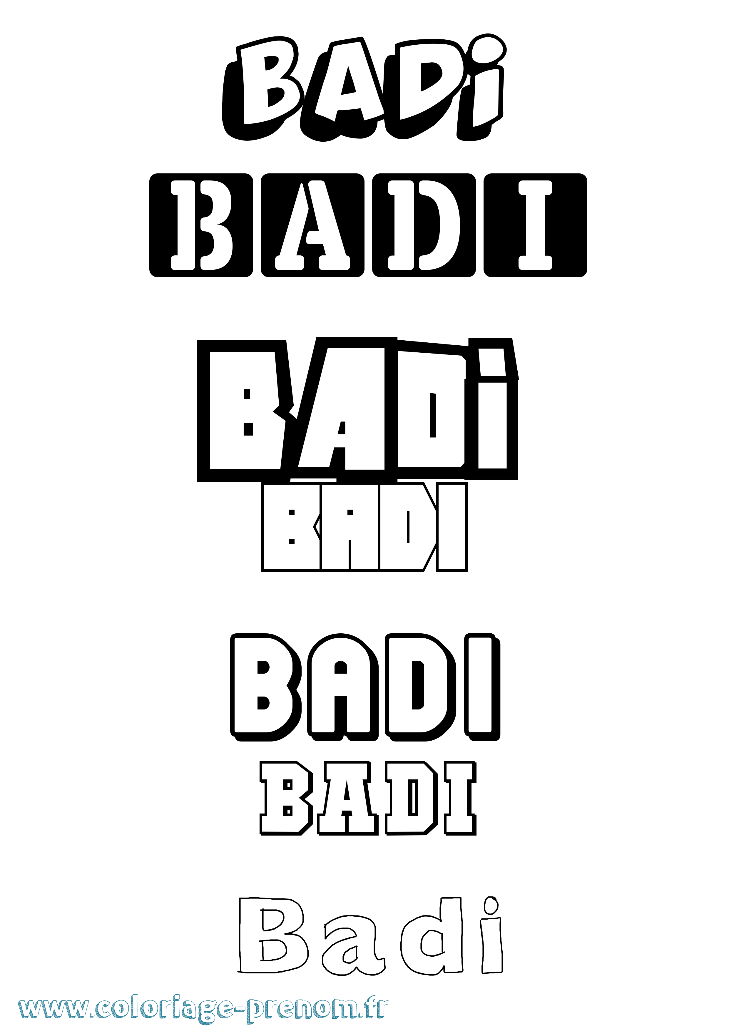 Coloriage Badi Simple Coloriage prénom Badi Simple
