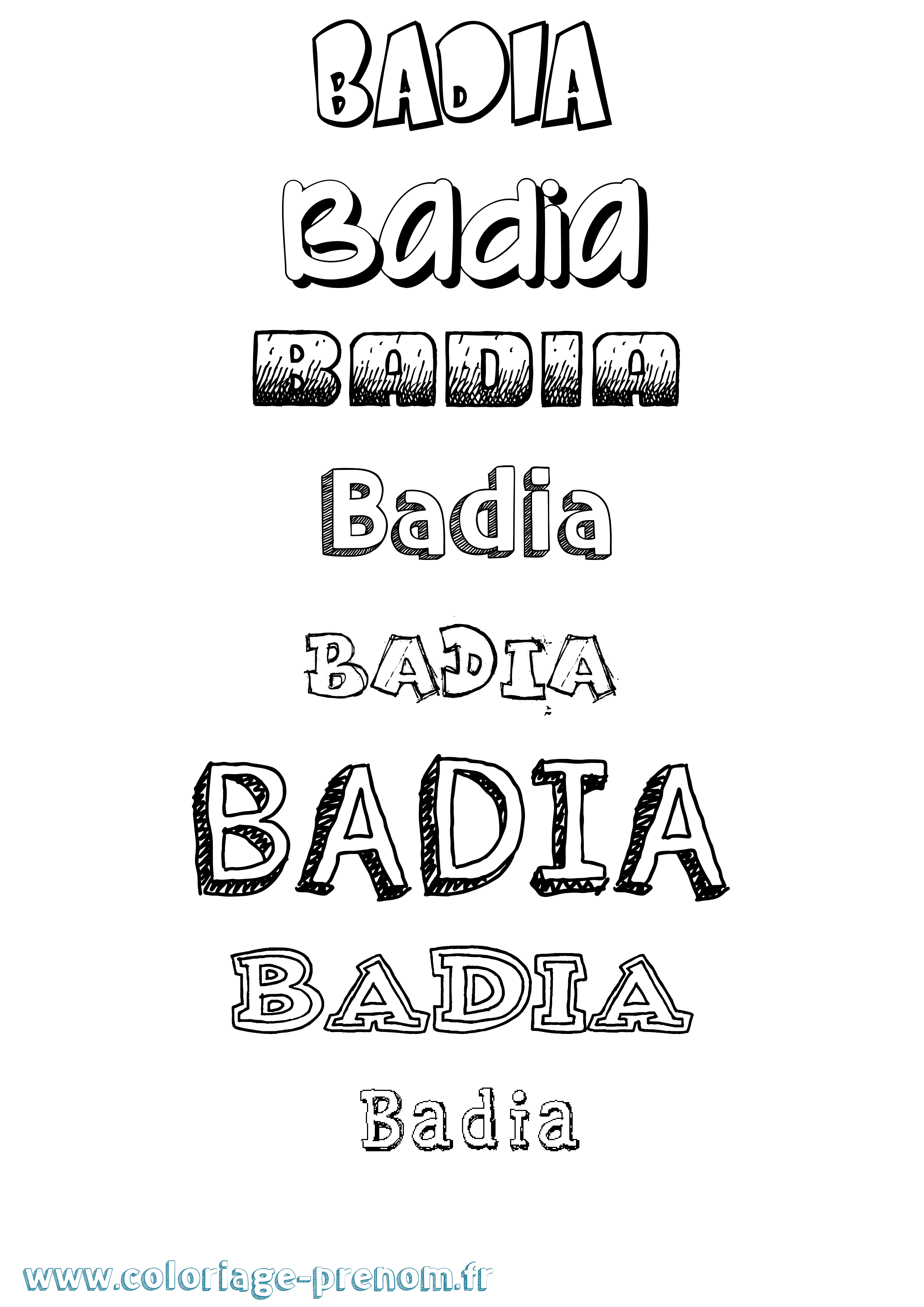 Coloriage prénom Badia Dessiné