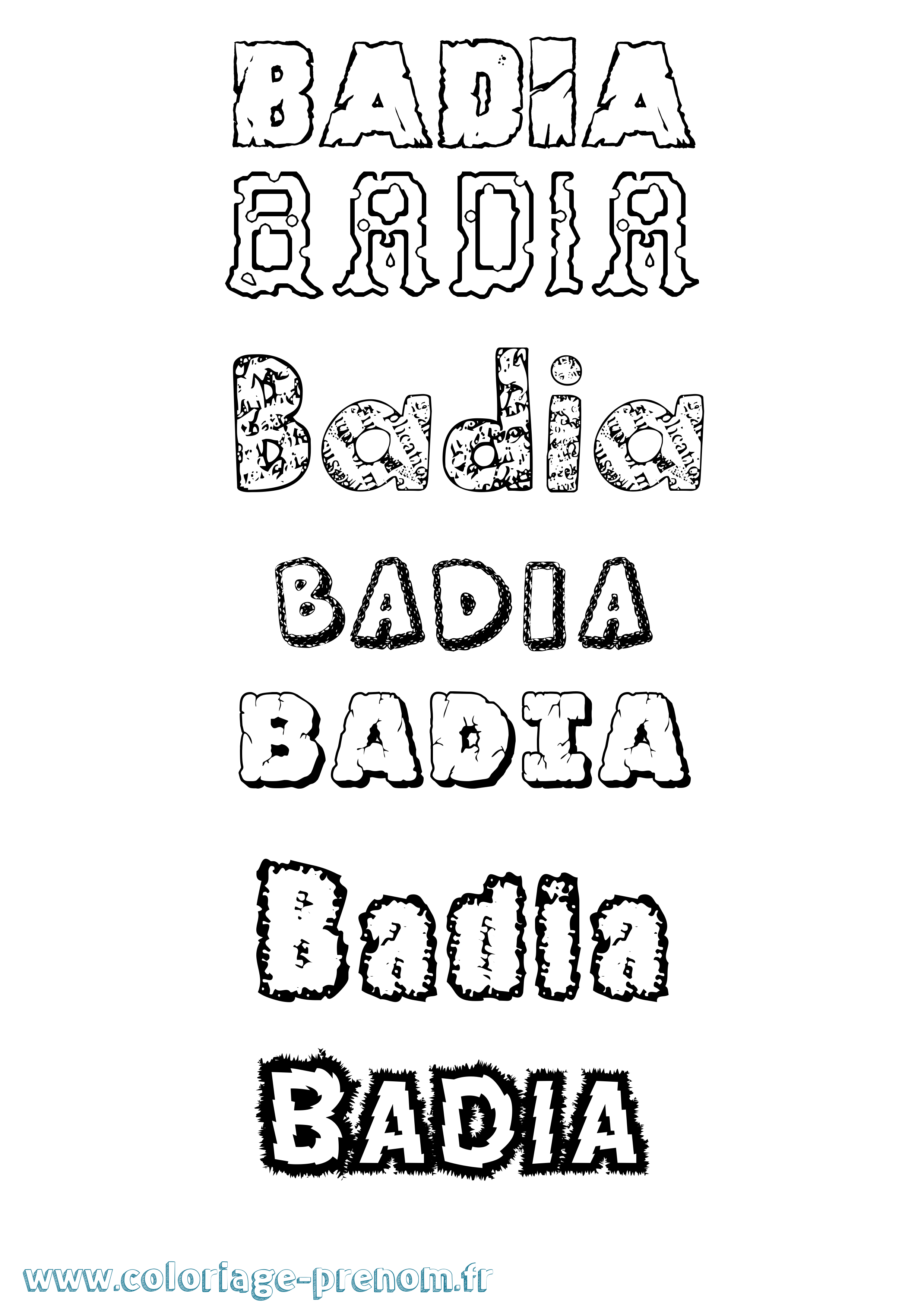 Coloriage prénom Badia Destructuré
