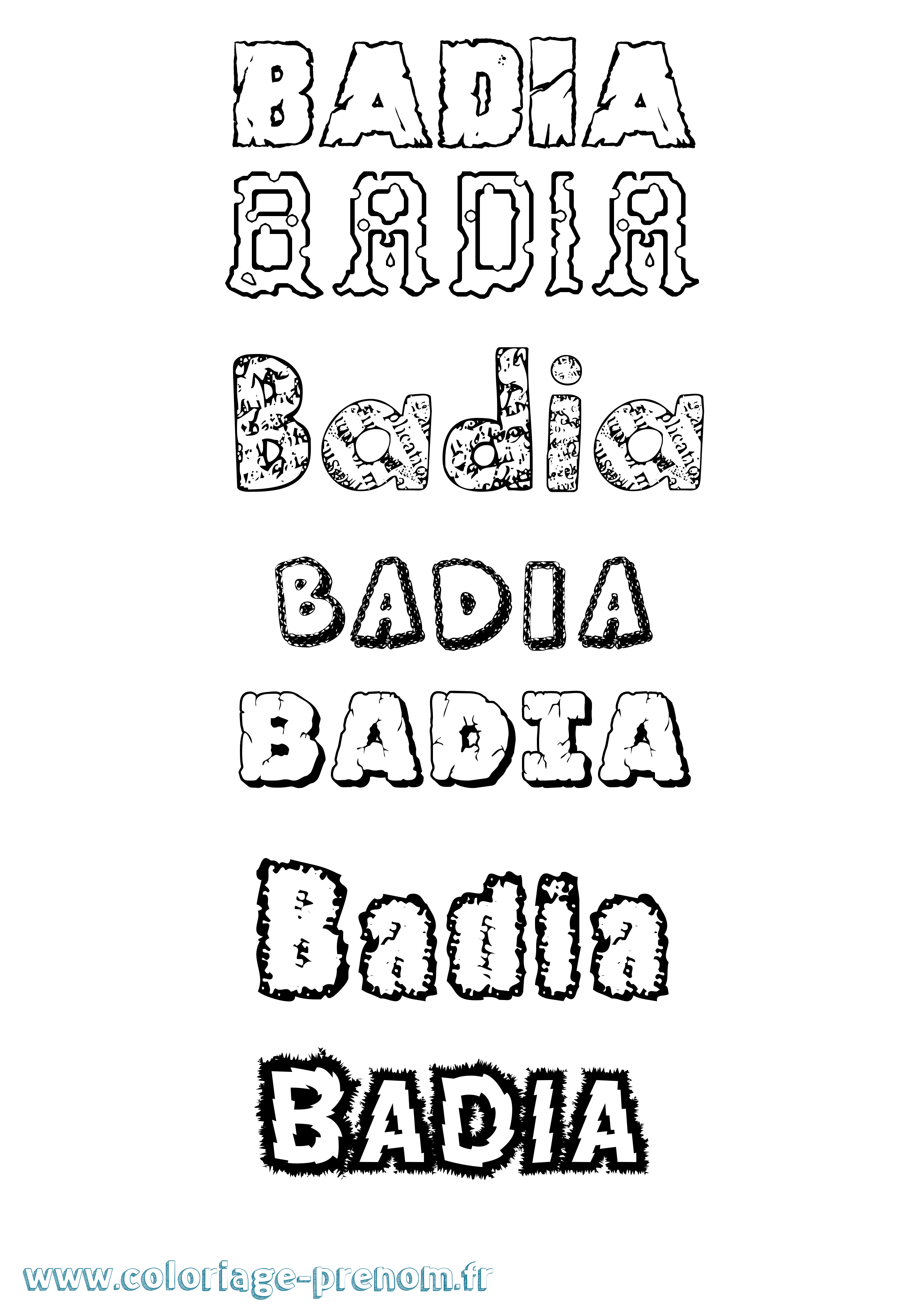 Coloriage Badia Destructuré Coloriage prénom Badia Destructuré