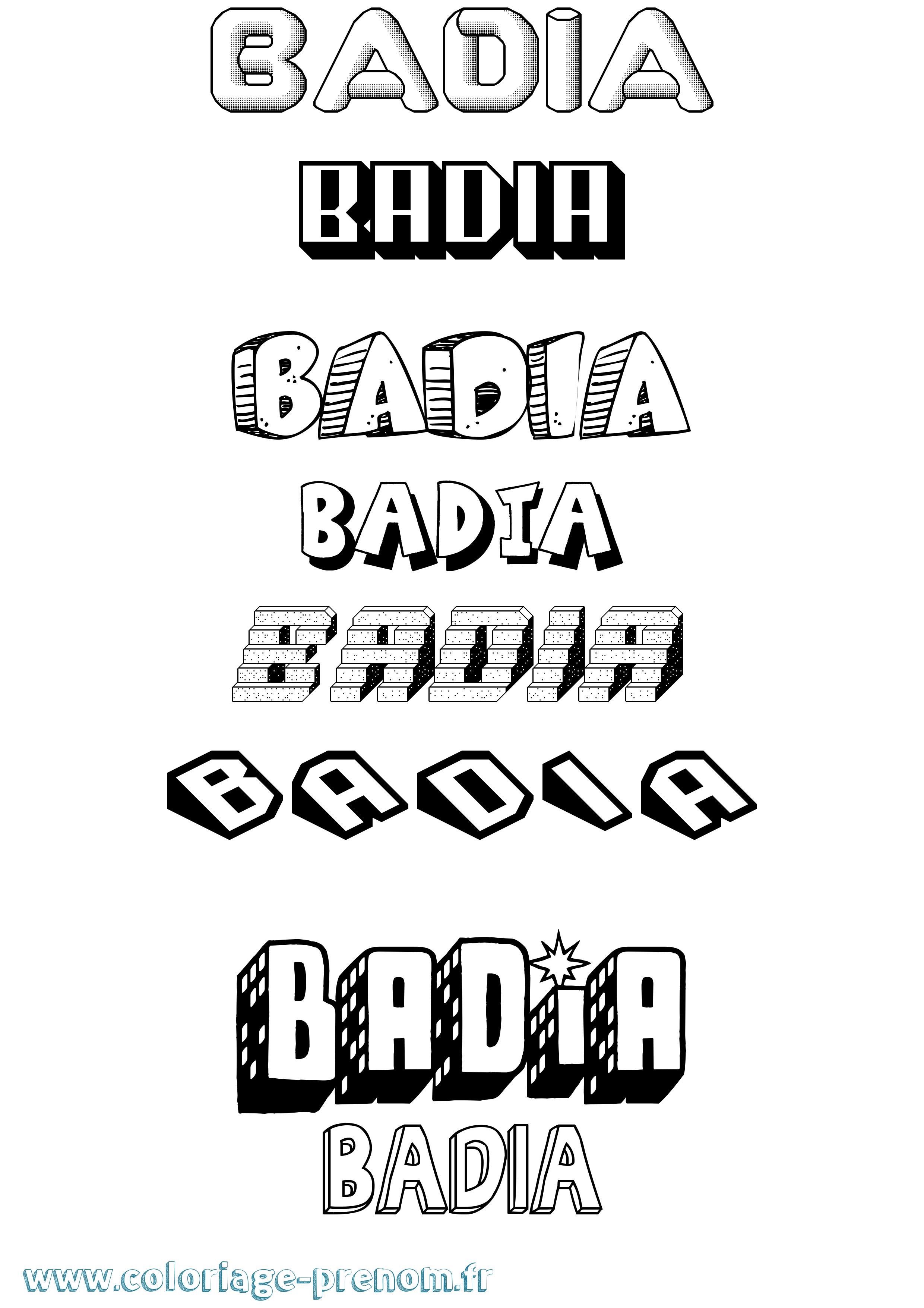 Coloriage Badia Effet 3D Coloriage prénom Badia Effet 3D