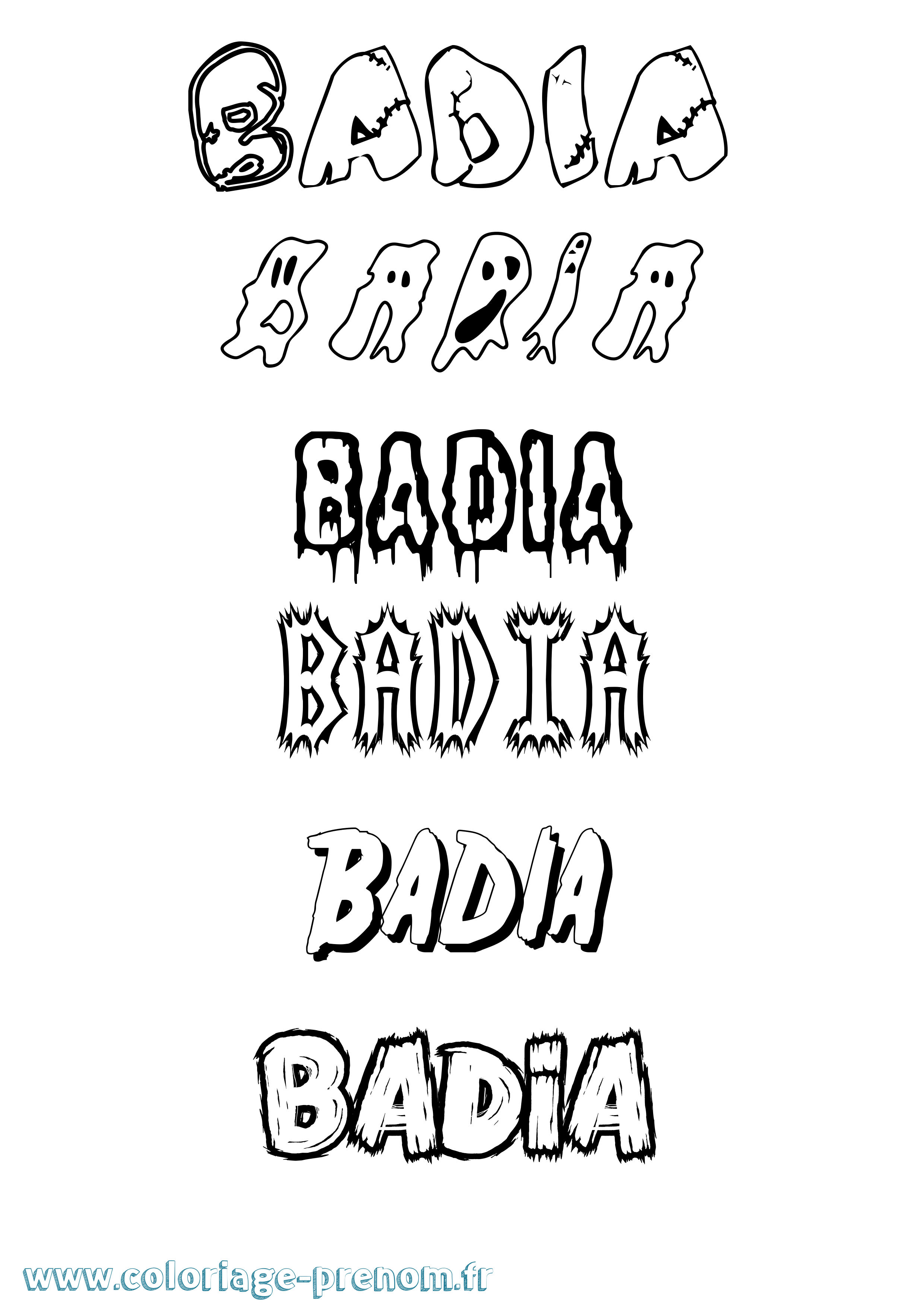 Coloriage Badia Frisson Coloriage prénom Badia Frisson