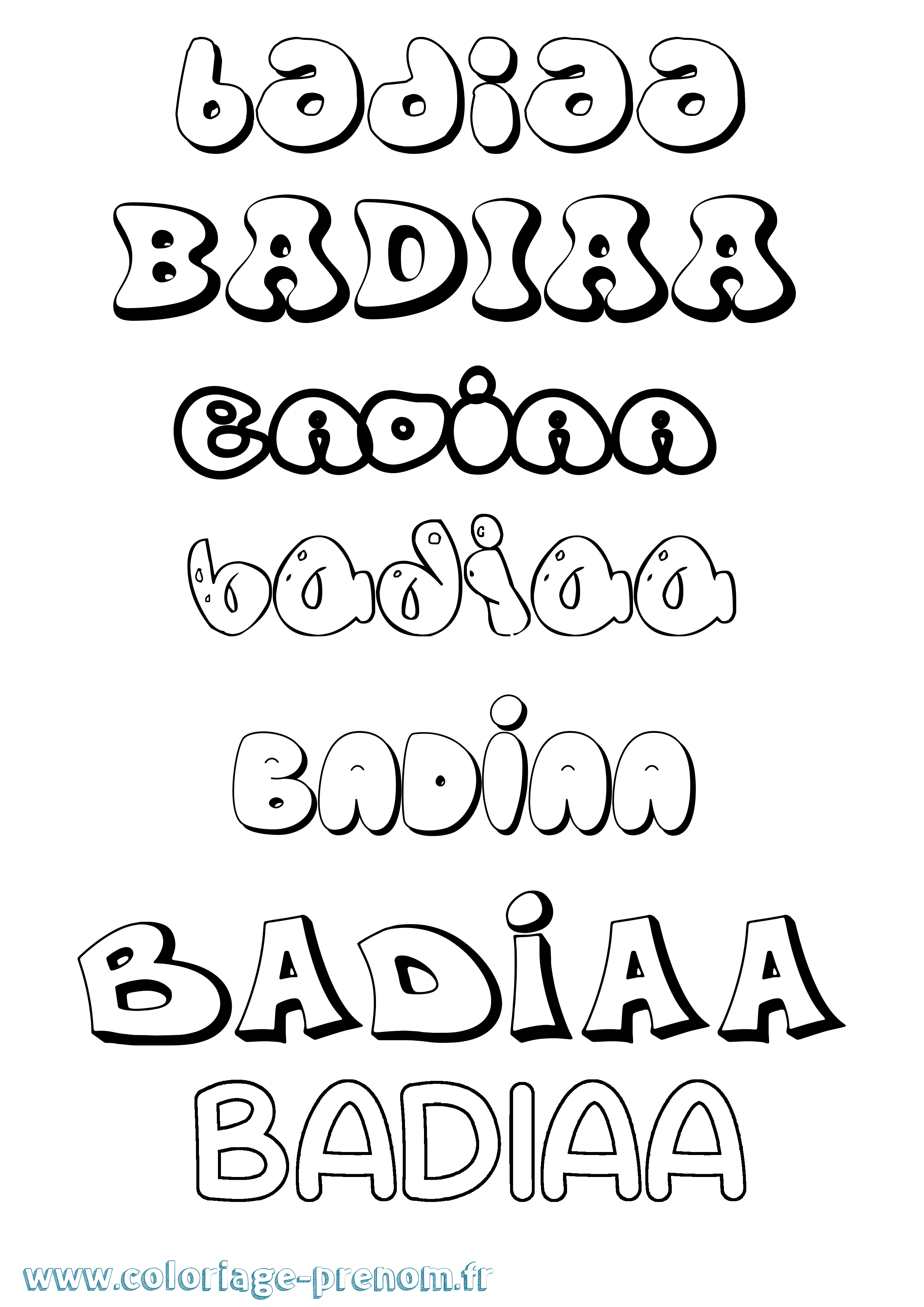 Coloriage Badiaa Bubble Coloriage prénom Badiaa Bubble