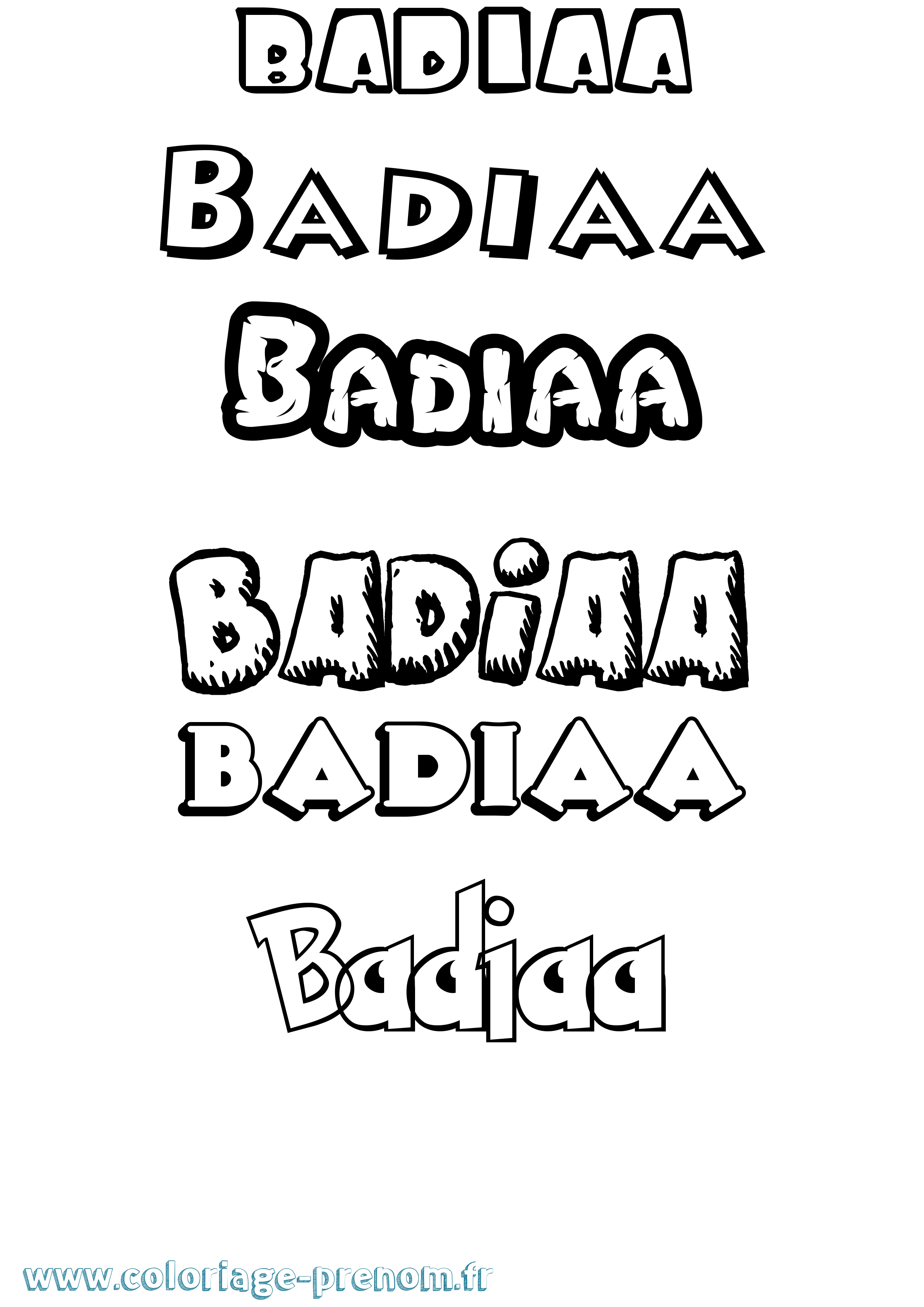 Coloriage Badiaa Dessin Animé Coloriage prénom Badiaa Dessin Animé