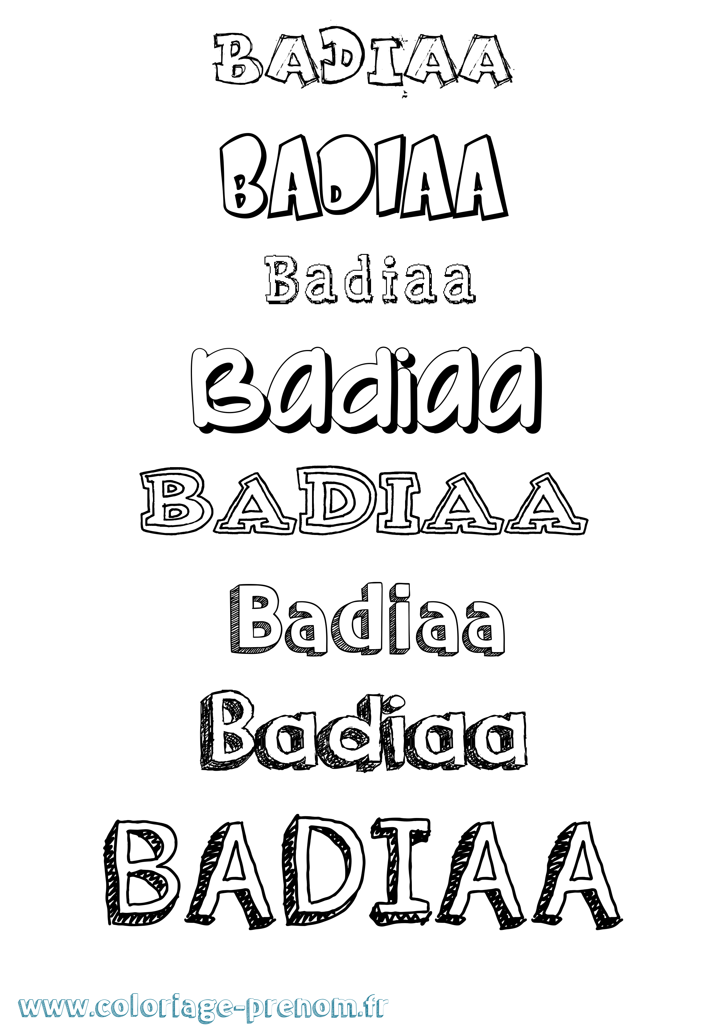 Coloriage Badiaa Dessiné Coloriage prénom Badiaa Dessiné