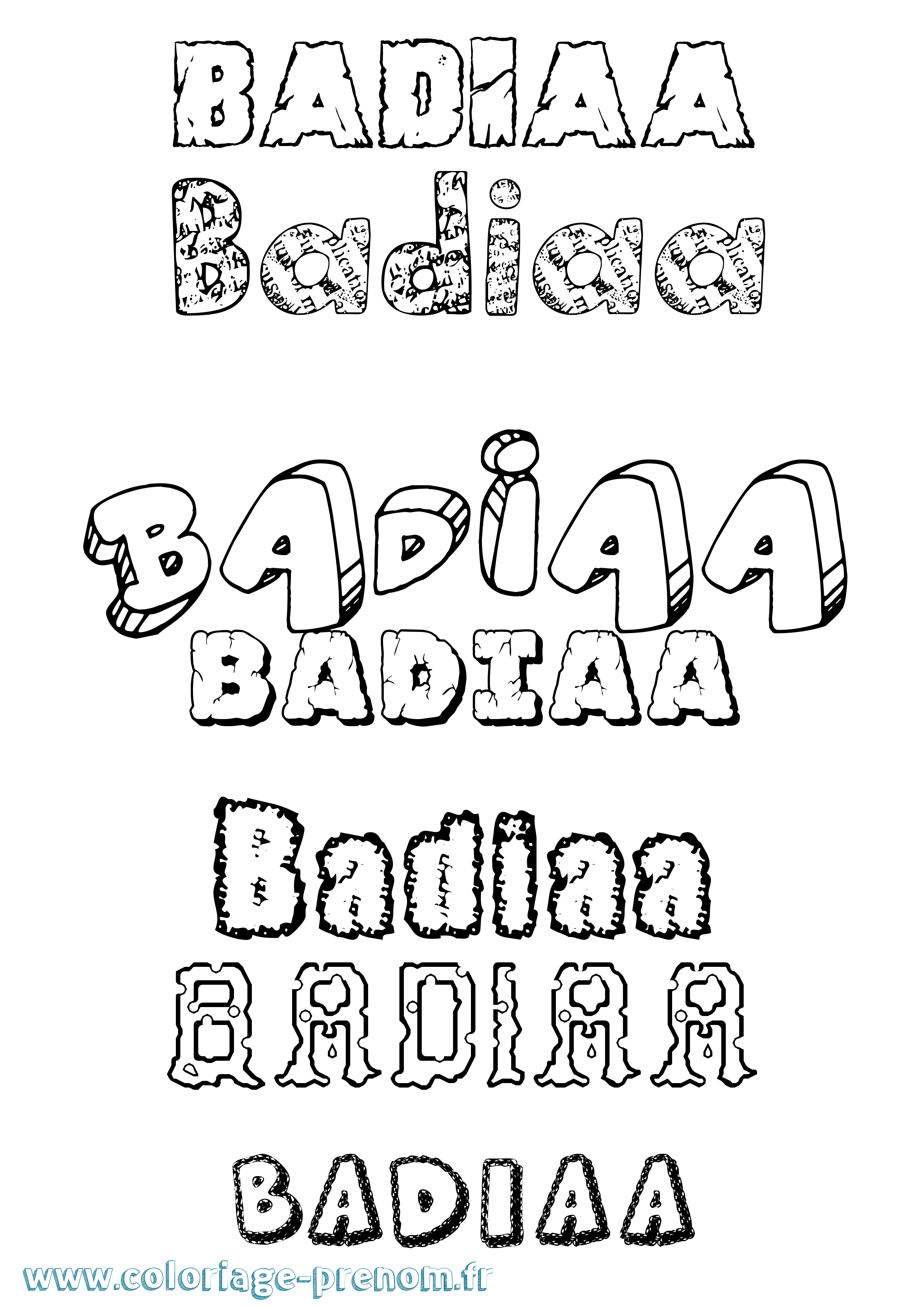 Coloriage Badiaa Destructuré Coloriage prénom Badiaa Destructuré