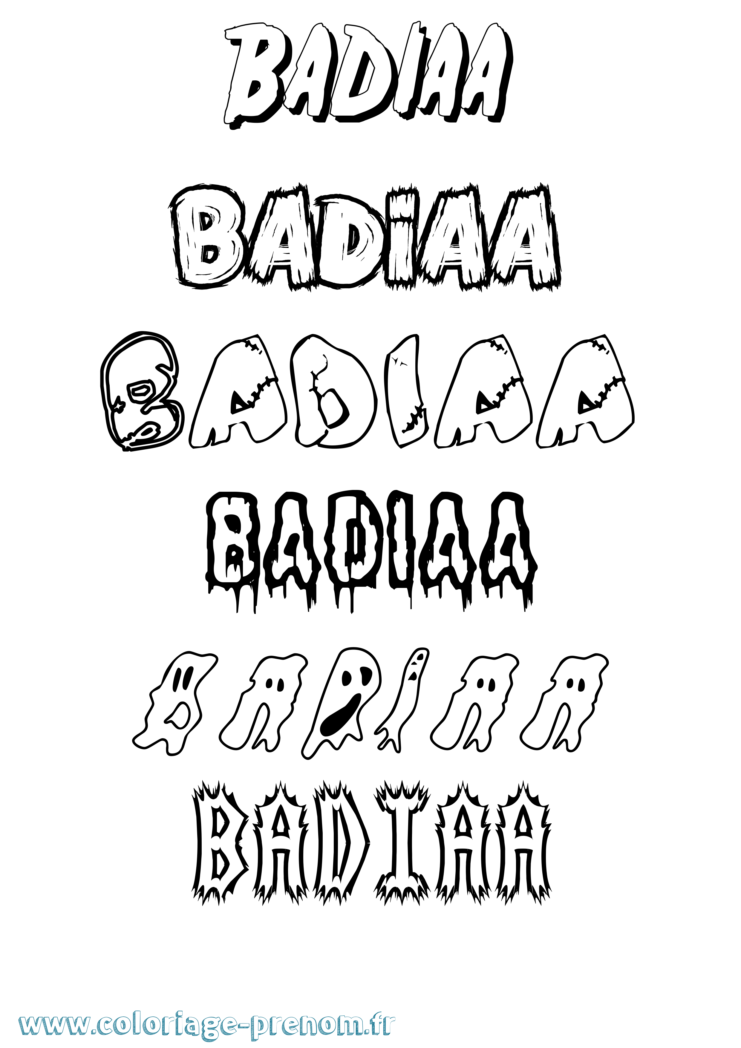 Coloriage Badiaa Frisson Coloriage prénom Badiaa Frisson