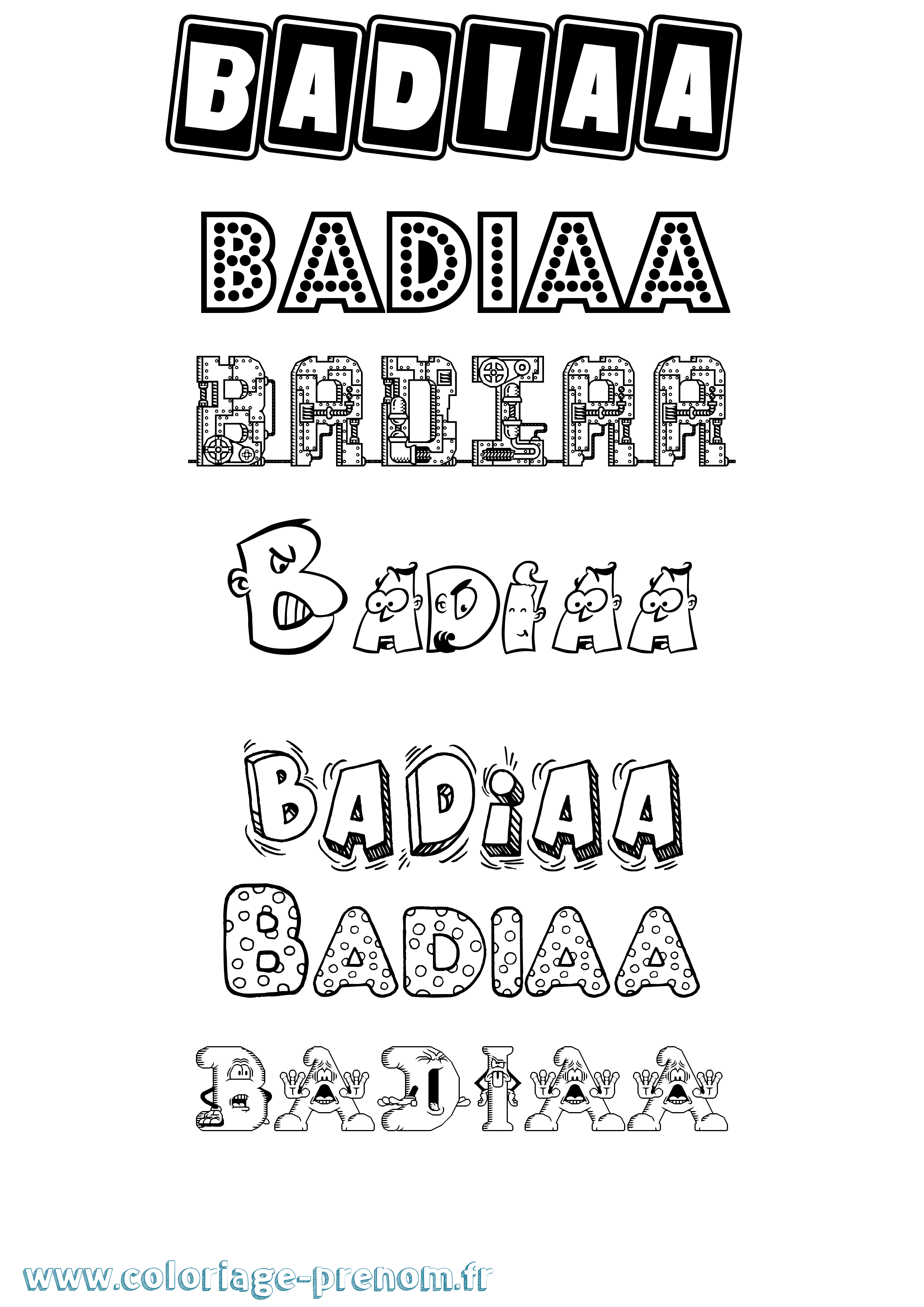 Coloriage Badiaa Fun Coloriage prénom Badiaa Fun