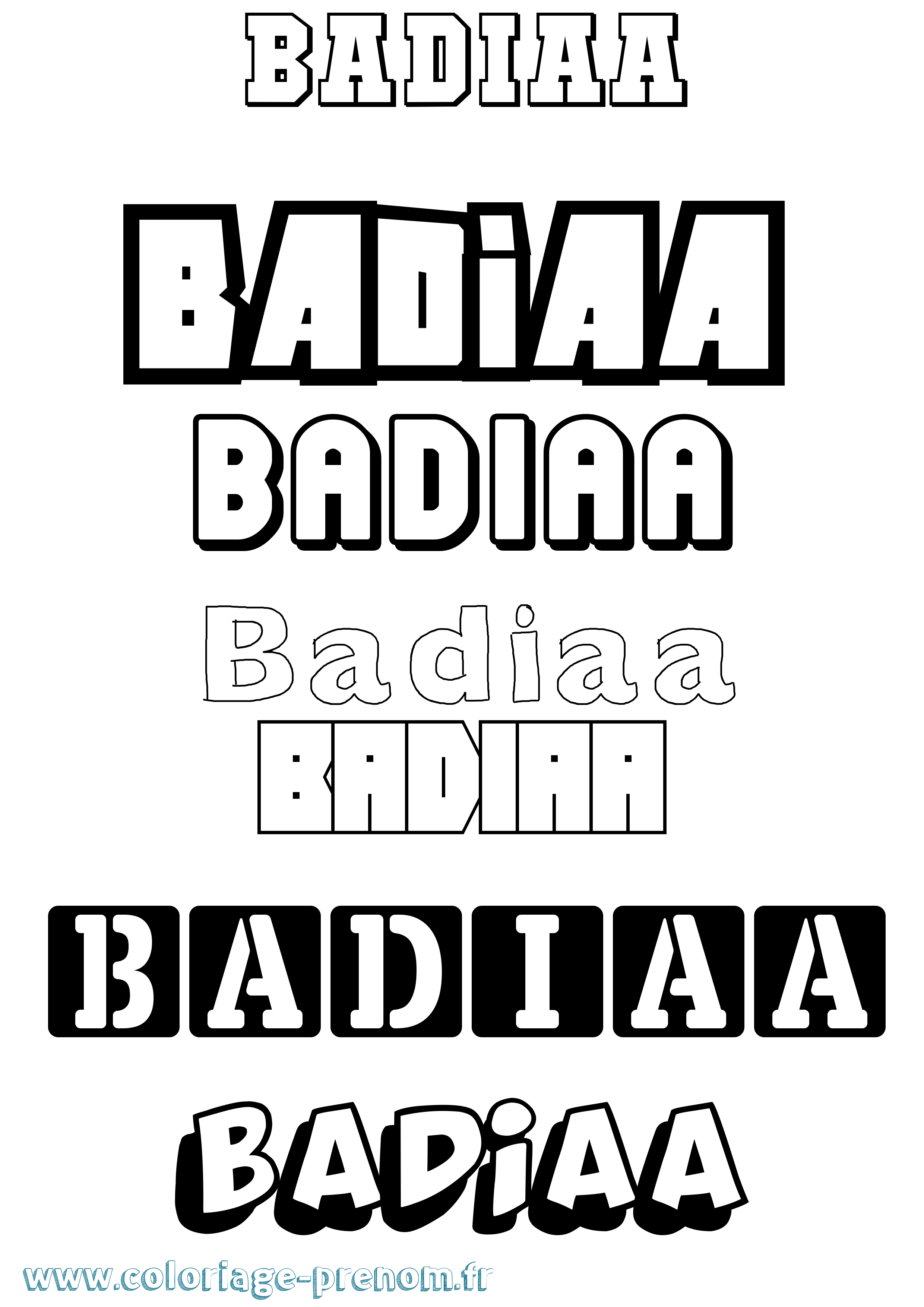 Coloriage Badiaa Simple Coloriage prénom Badiaa Simple