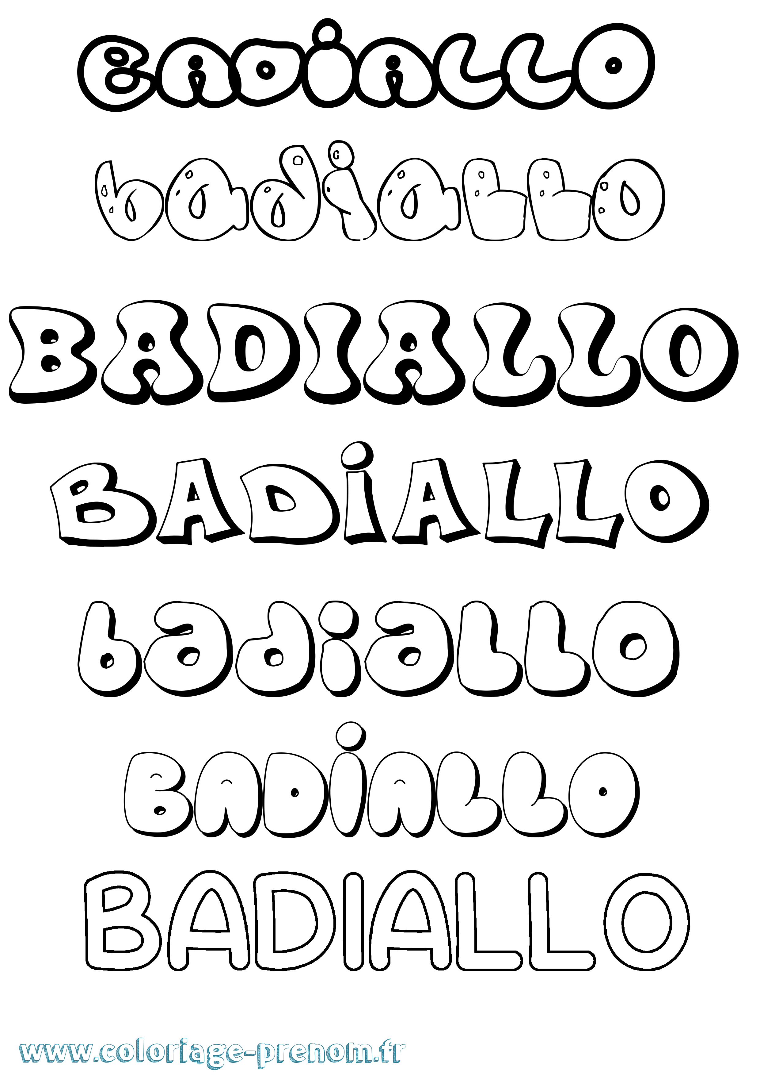 Coloriage Badiallo Bubble Coloriage prénom Badiallo Bubble