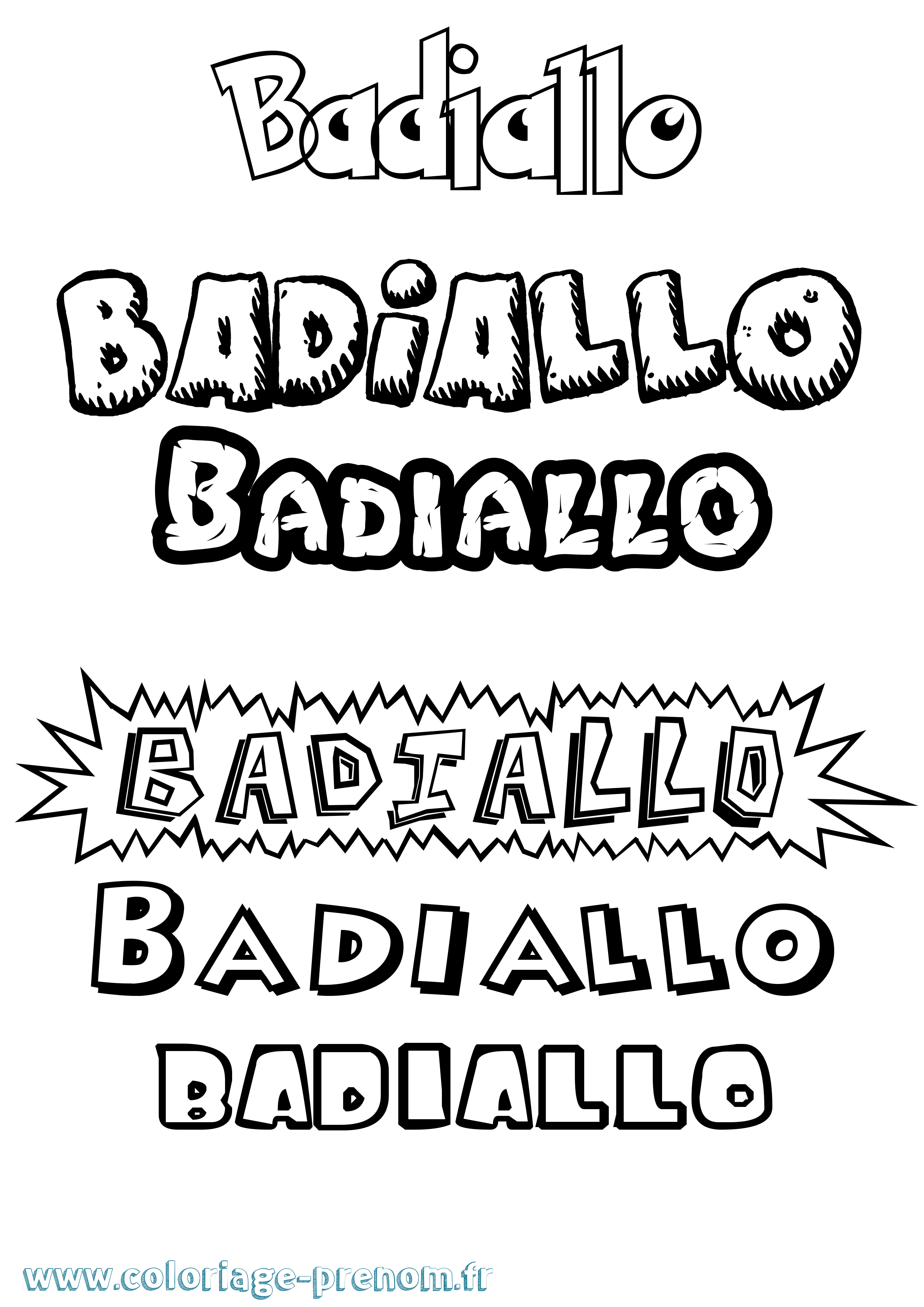 Coloriage prénom Badiallo Dessin Animé