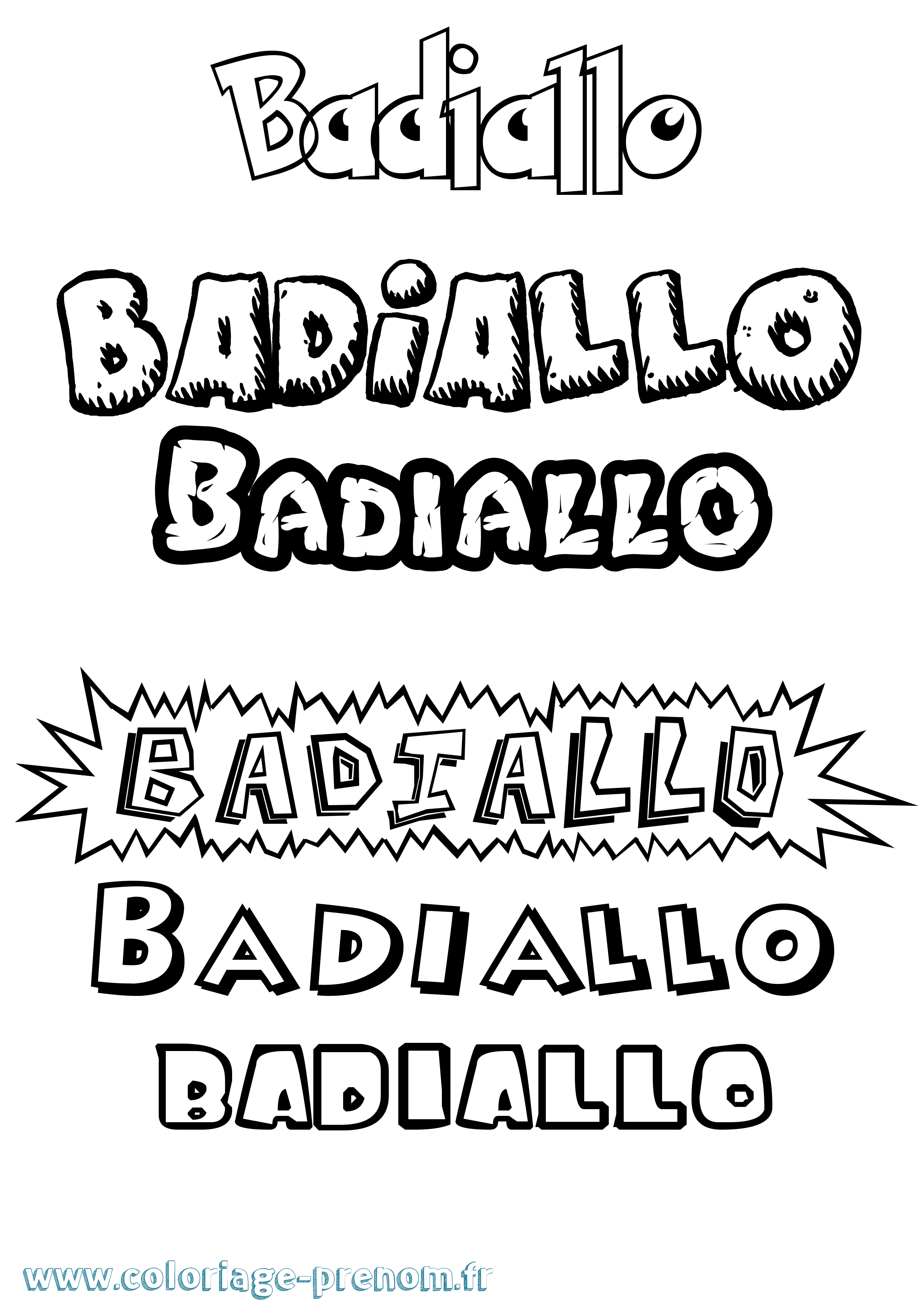 Coloriage Badiallo Dessin Animé Coloriage prénom Badiallo Dessin Animé