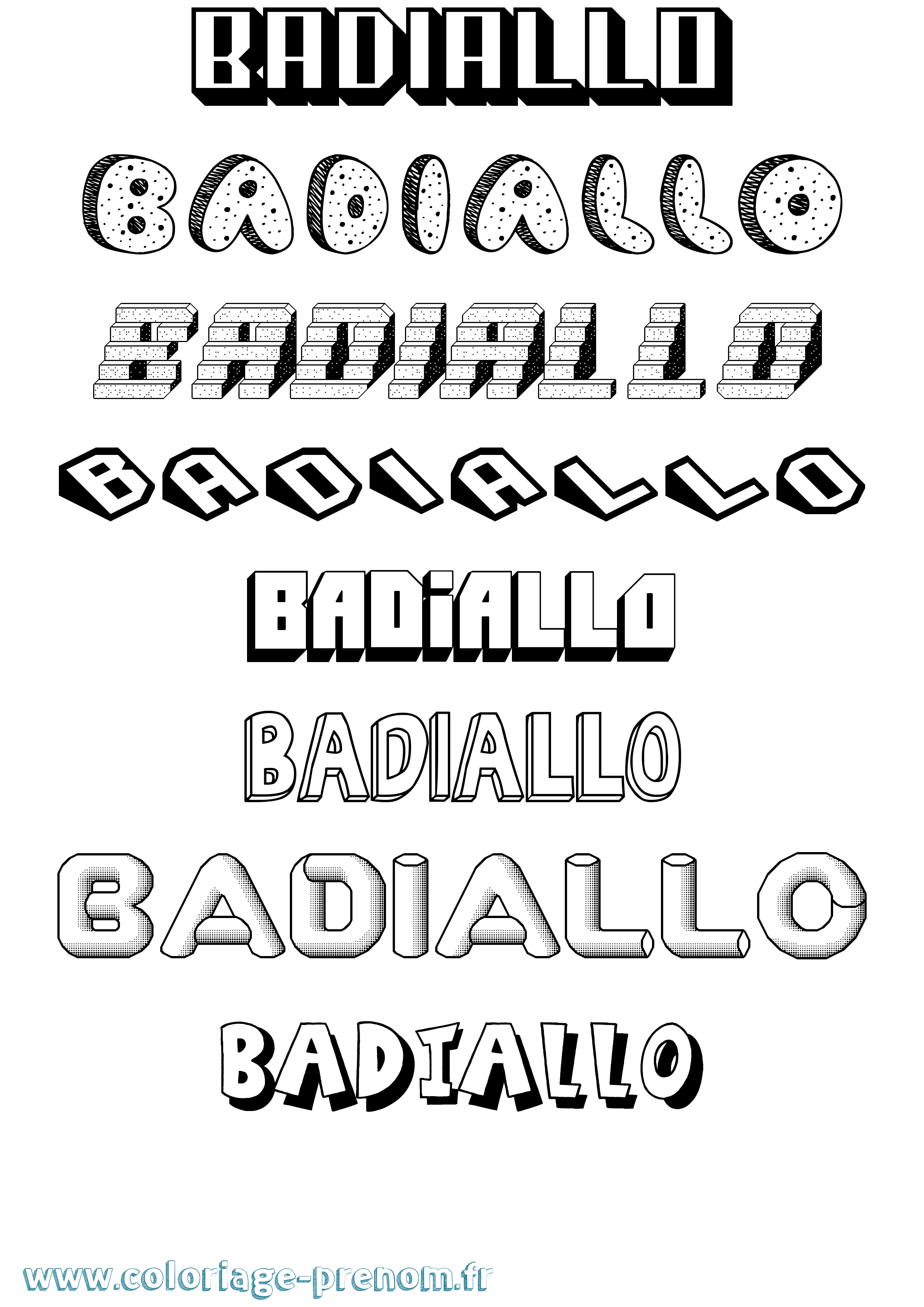 Coloriage Badiallo Effet 3D Coloriage prénom Badiallo Effet 3D