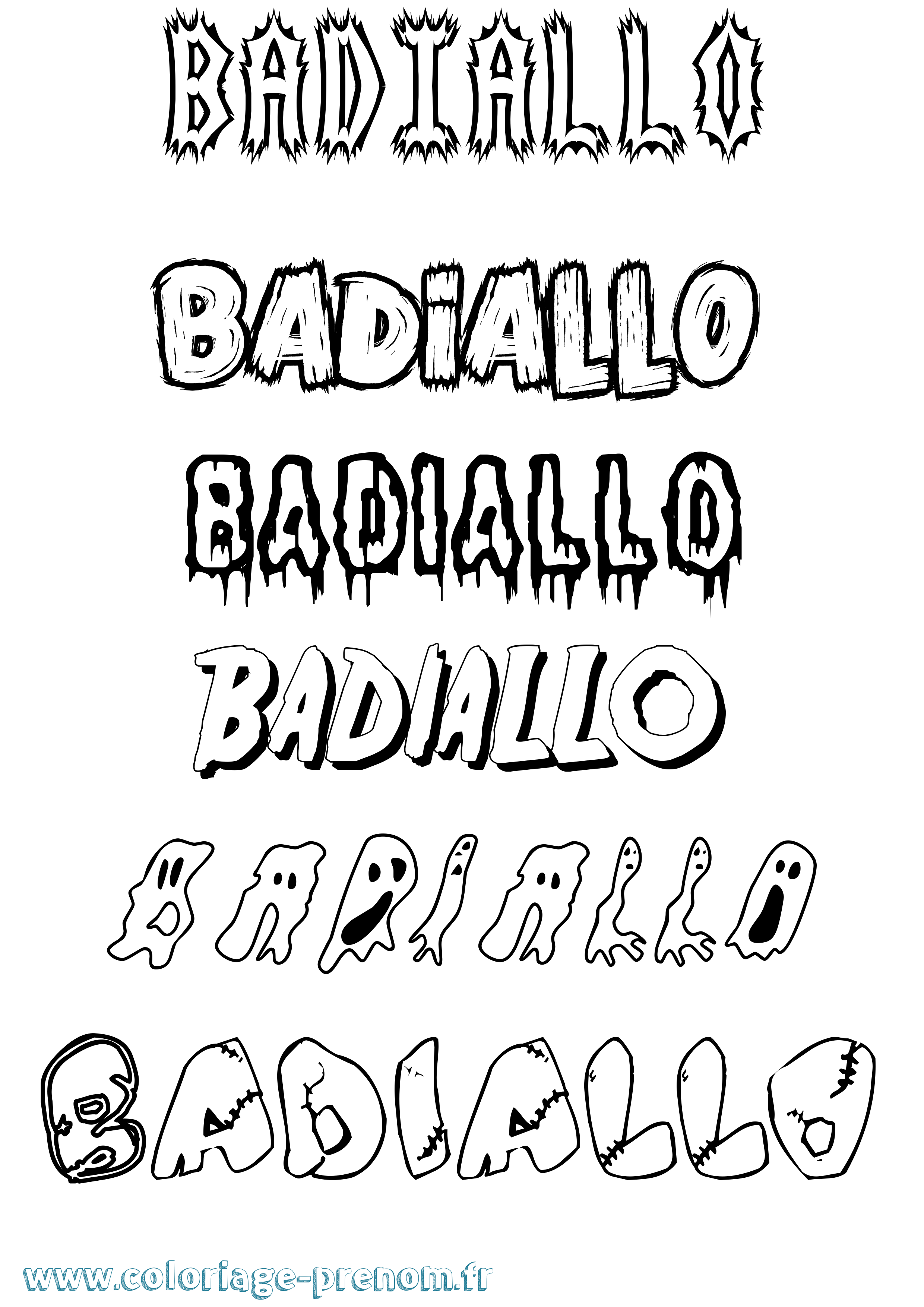 Coloriage Badiallo Frisson Coloriage prénom Badiallo Frisson