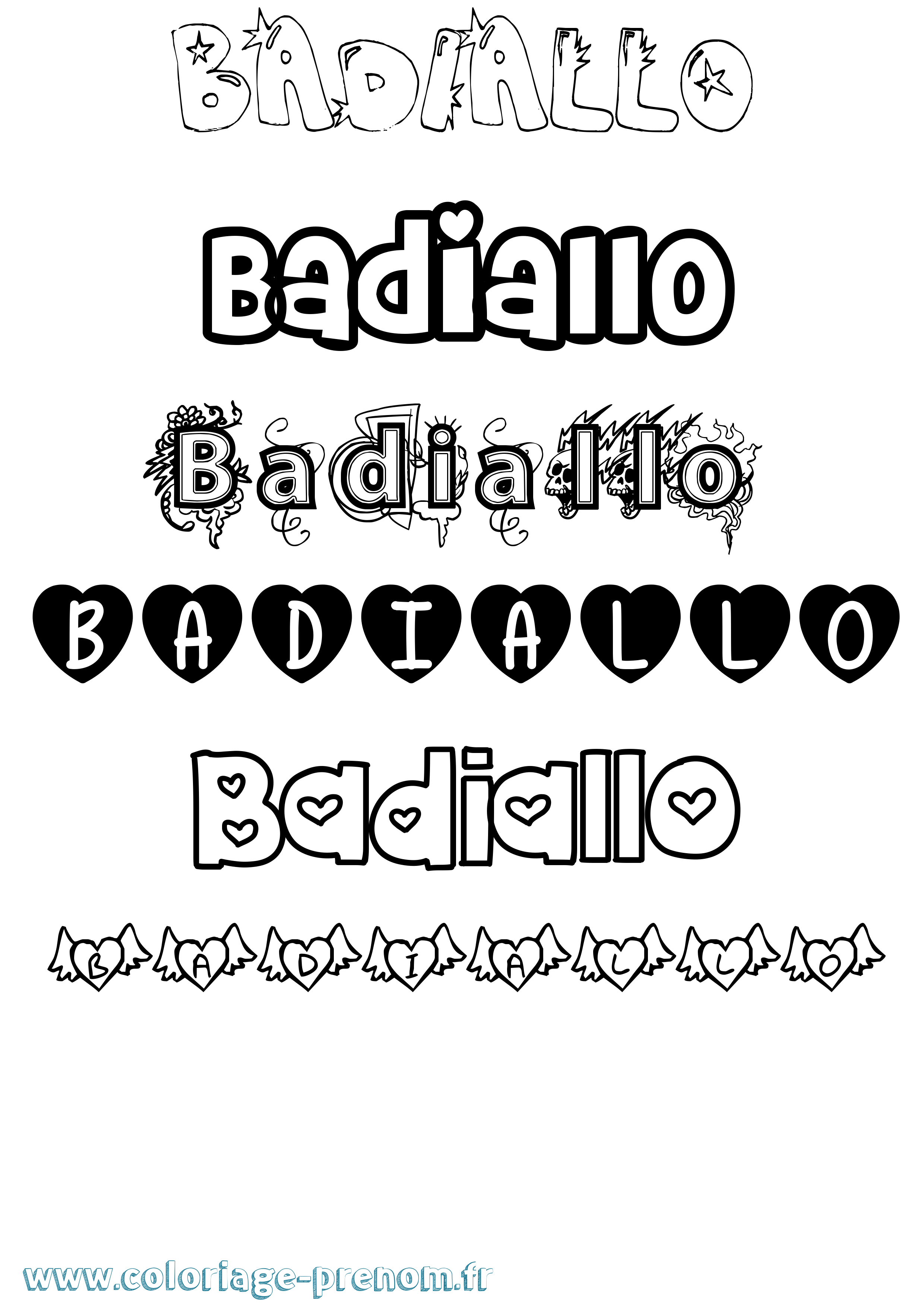 Coloriage Badiallo Girly Coloriage prénom Badiallo Girly