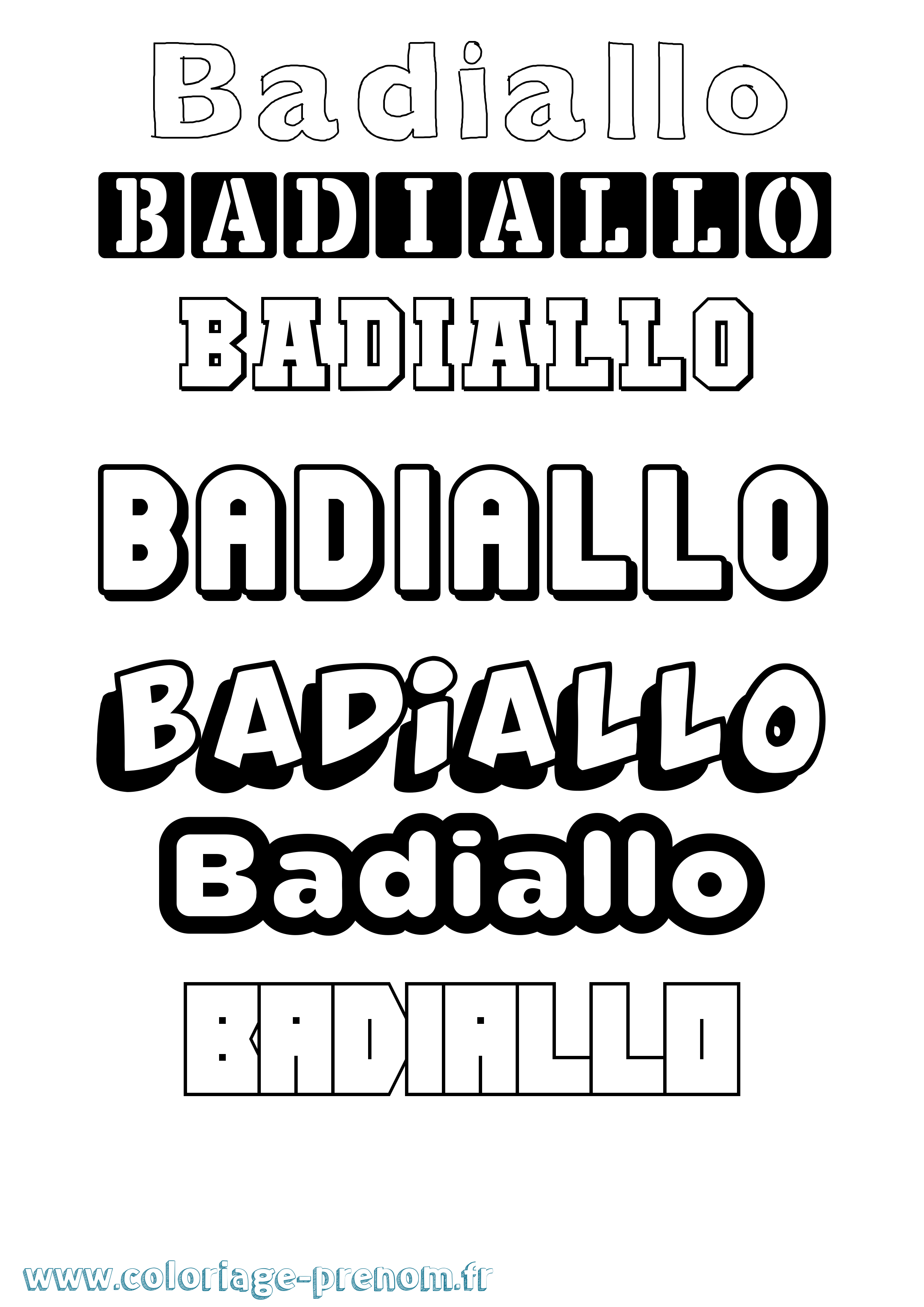Coloriage prénom Badiallo Simple