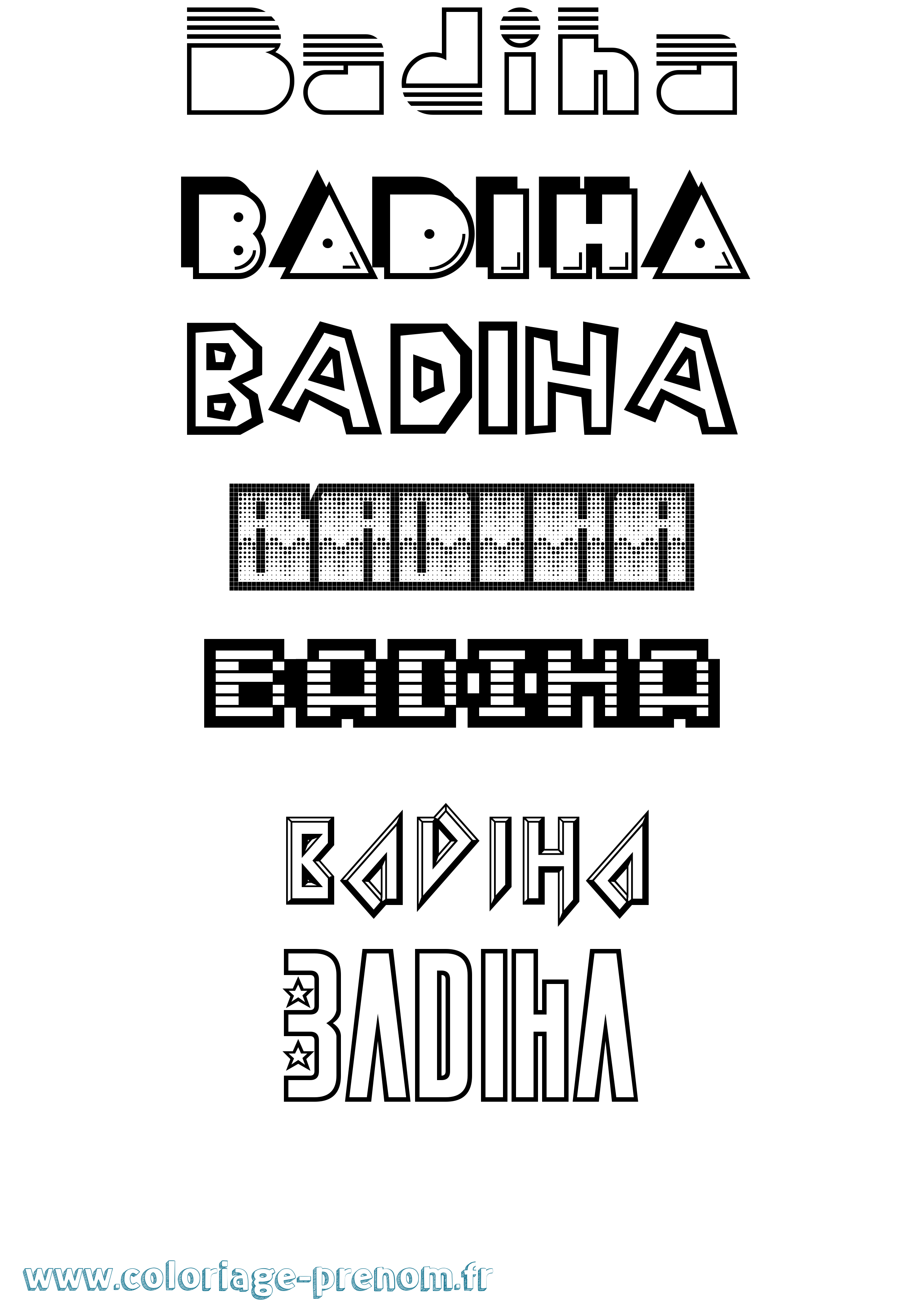 Coloriage prénom Badiha Jeux Vidéos