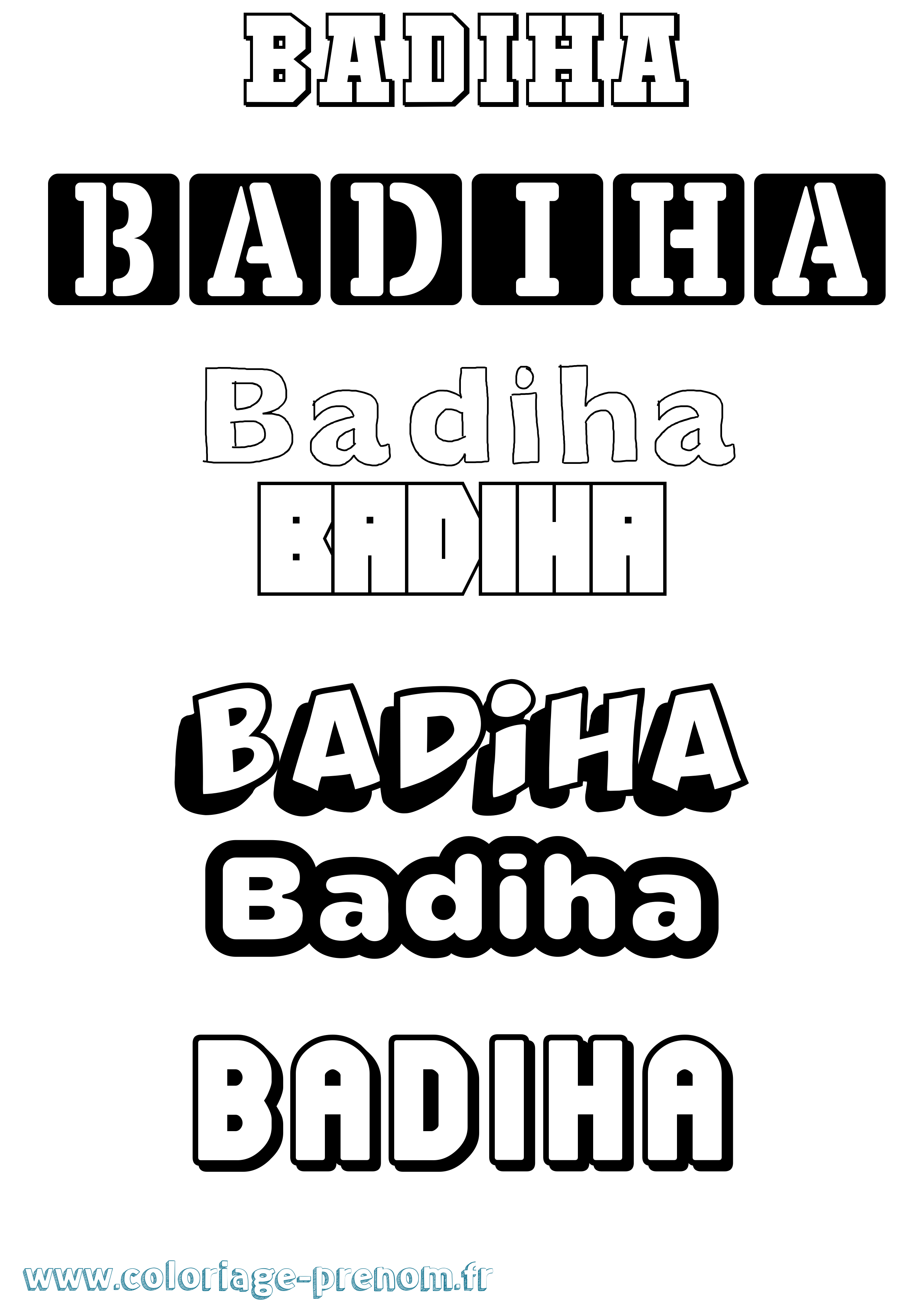 Coloriage prénom Badiha Simple
