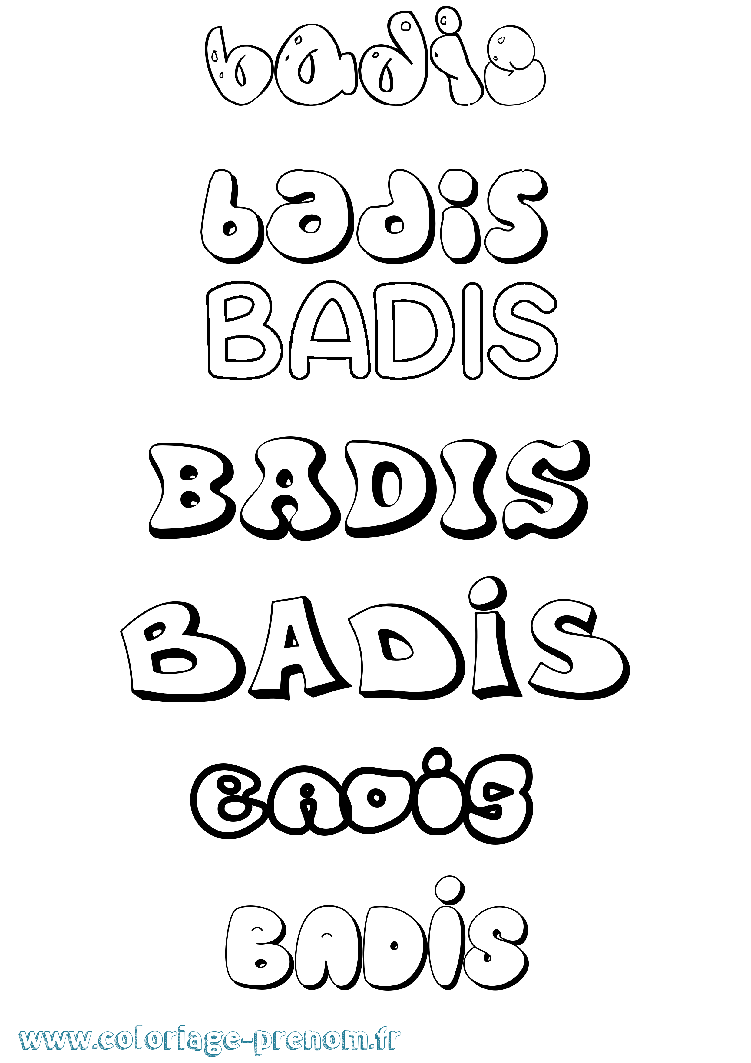 Coloriage Badis Bubble Coloriage prénom Badis Bubble