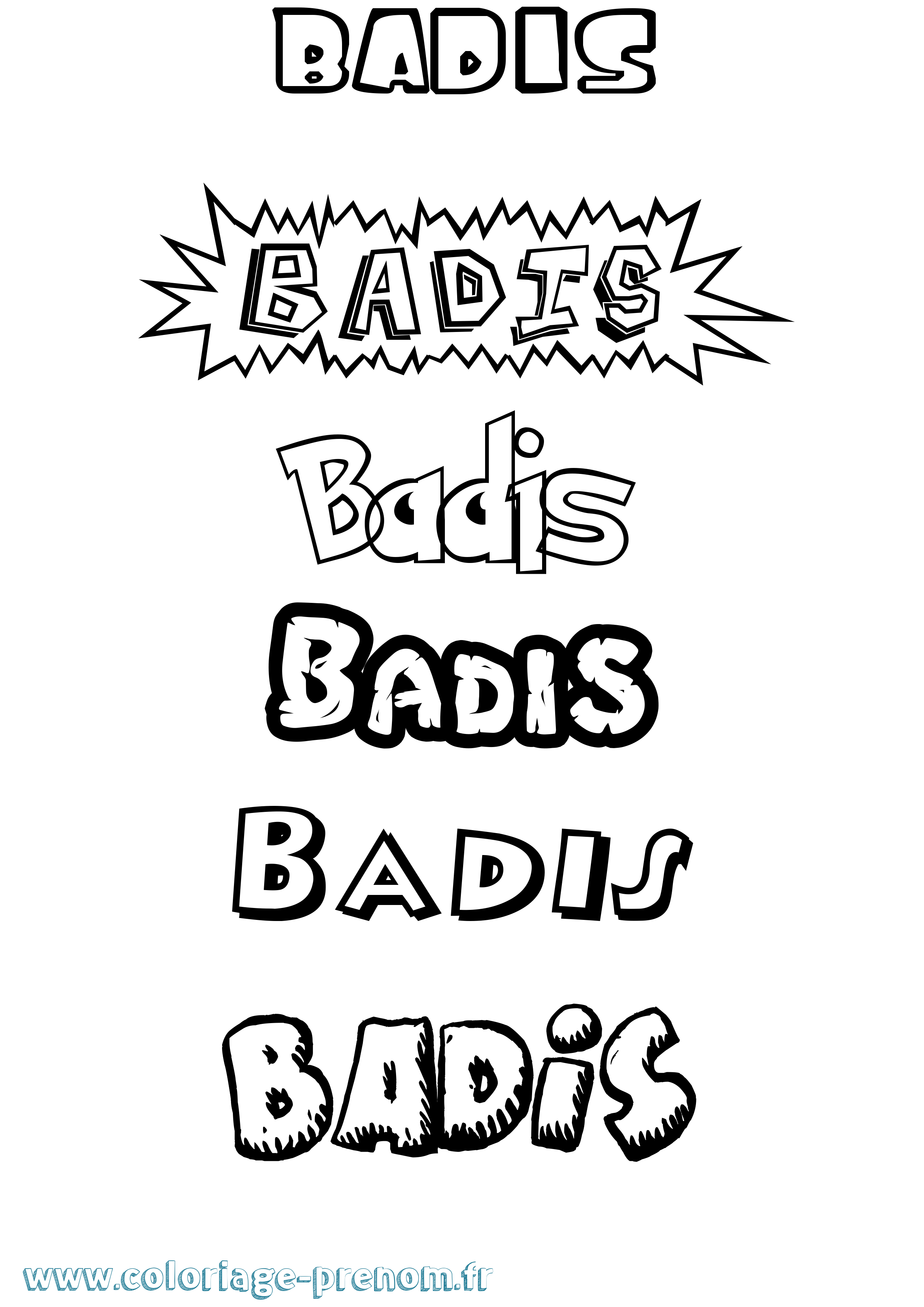 Coloriage Badis Dessin Animé Coloriage prénom Badis Dessin Animé