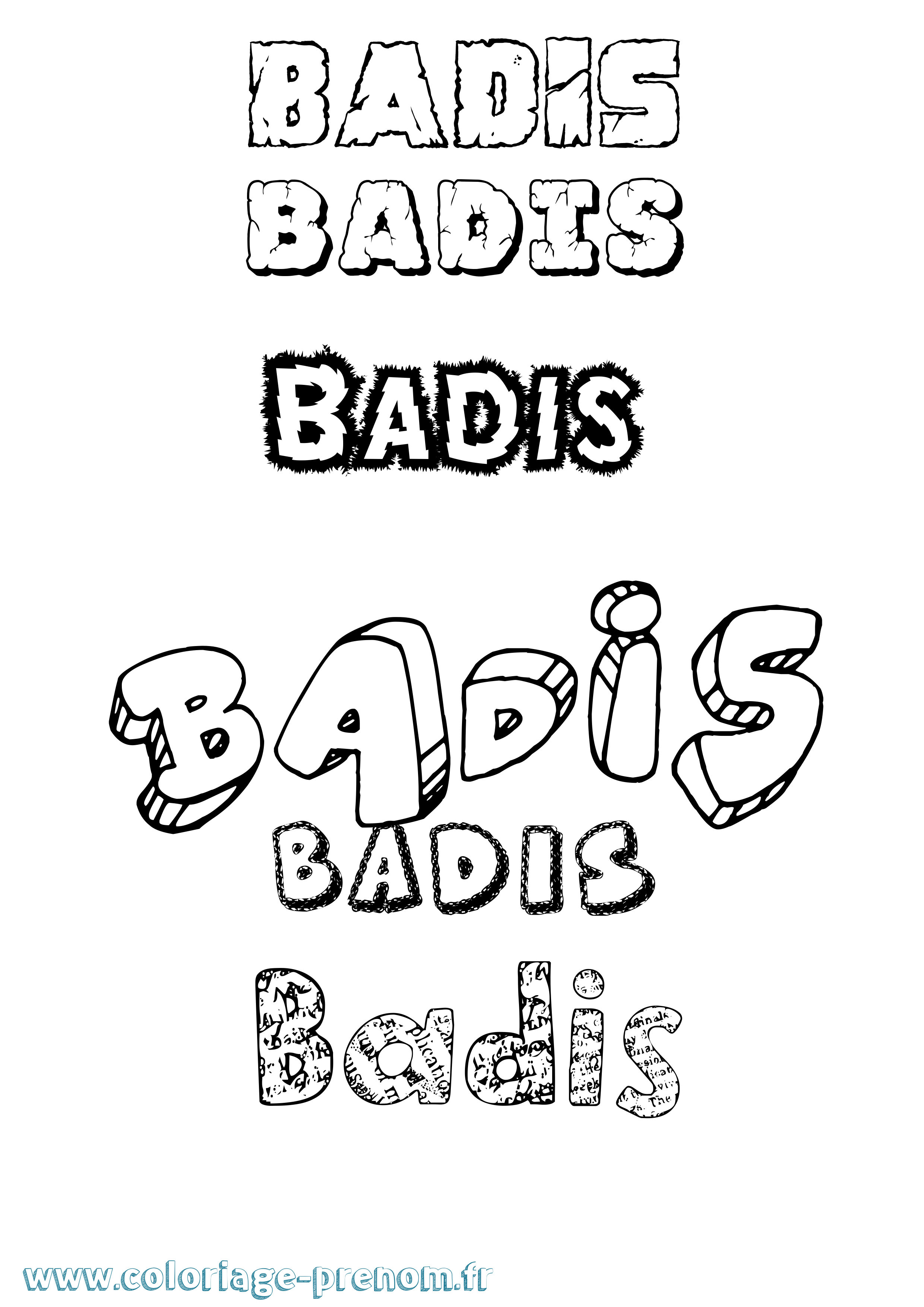 Coloriage Badis Destructuré Coloriage prénom Badis Destructuré