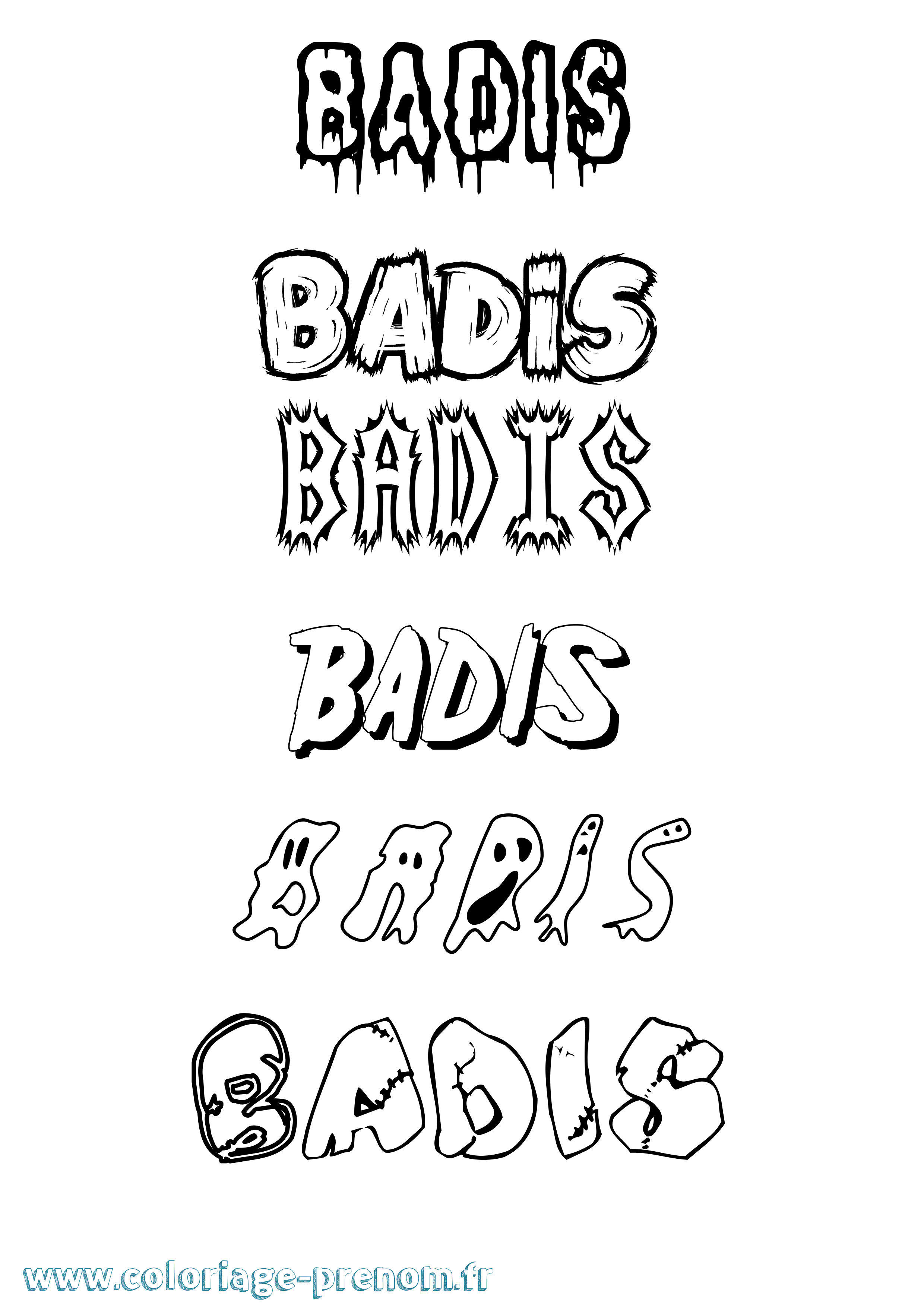 Coloriage Badis Frisson Coloriage prénom Badis Frisson