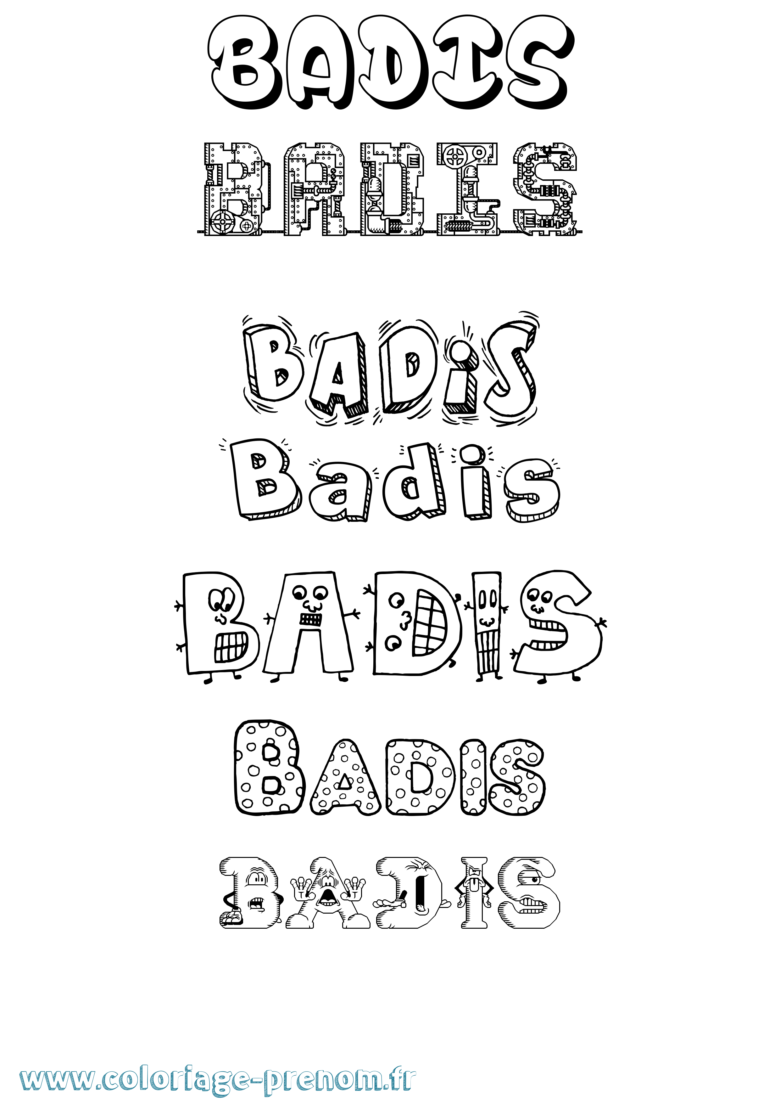 Coloriage Badis Fun Coloriage prénom Badis Fun