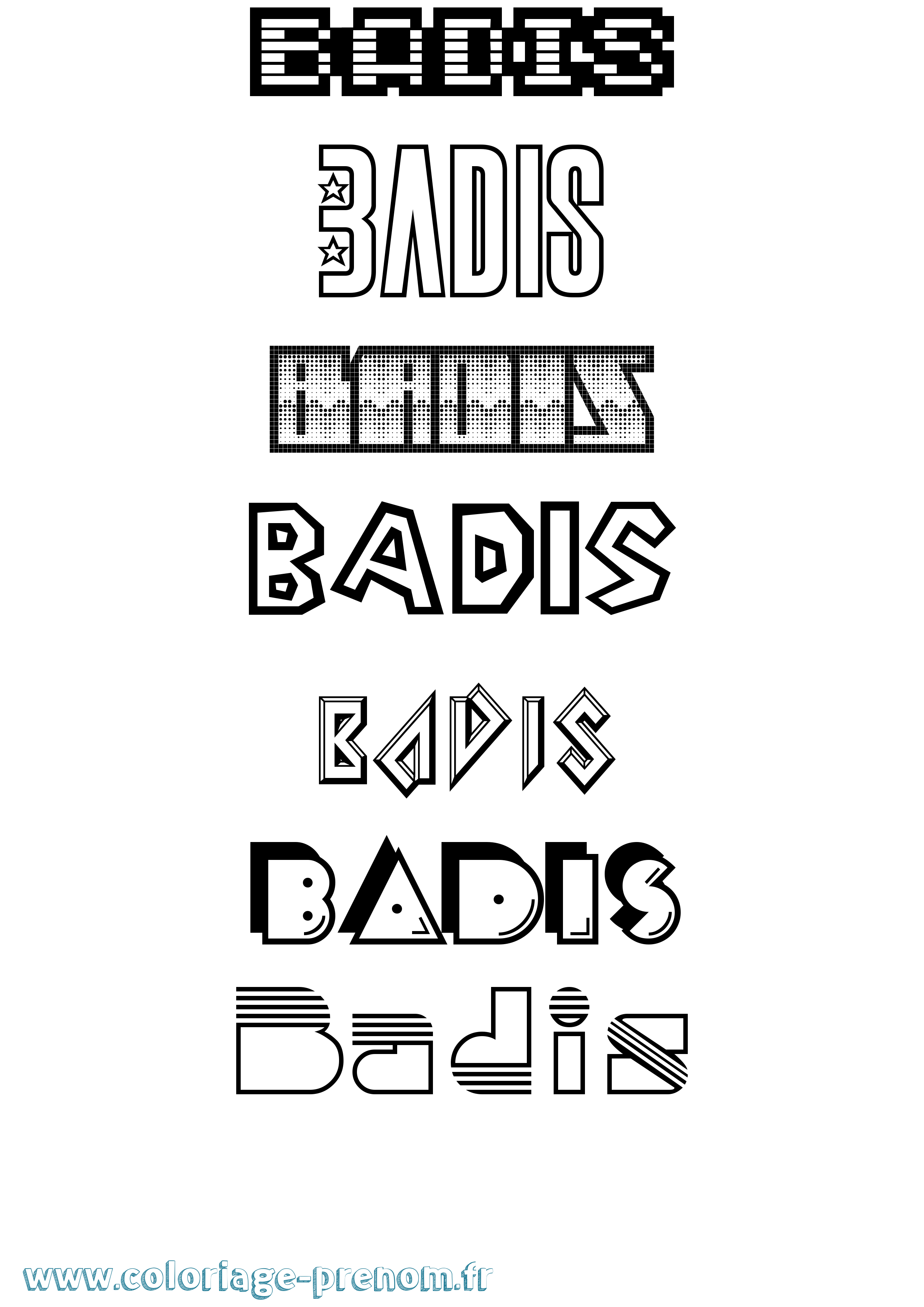 Coloriage Badis Jeux Vidéos Coloriage prénom Badis Jeux Vidéos