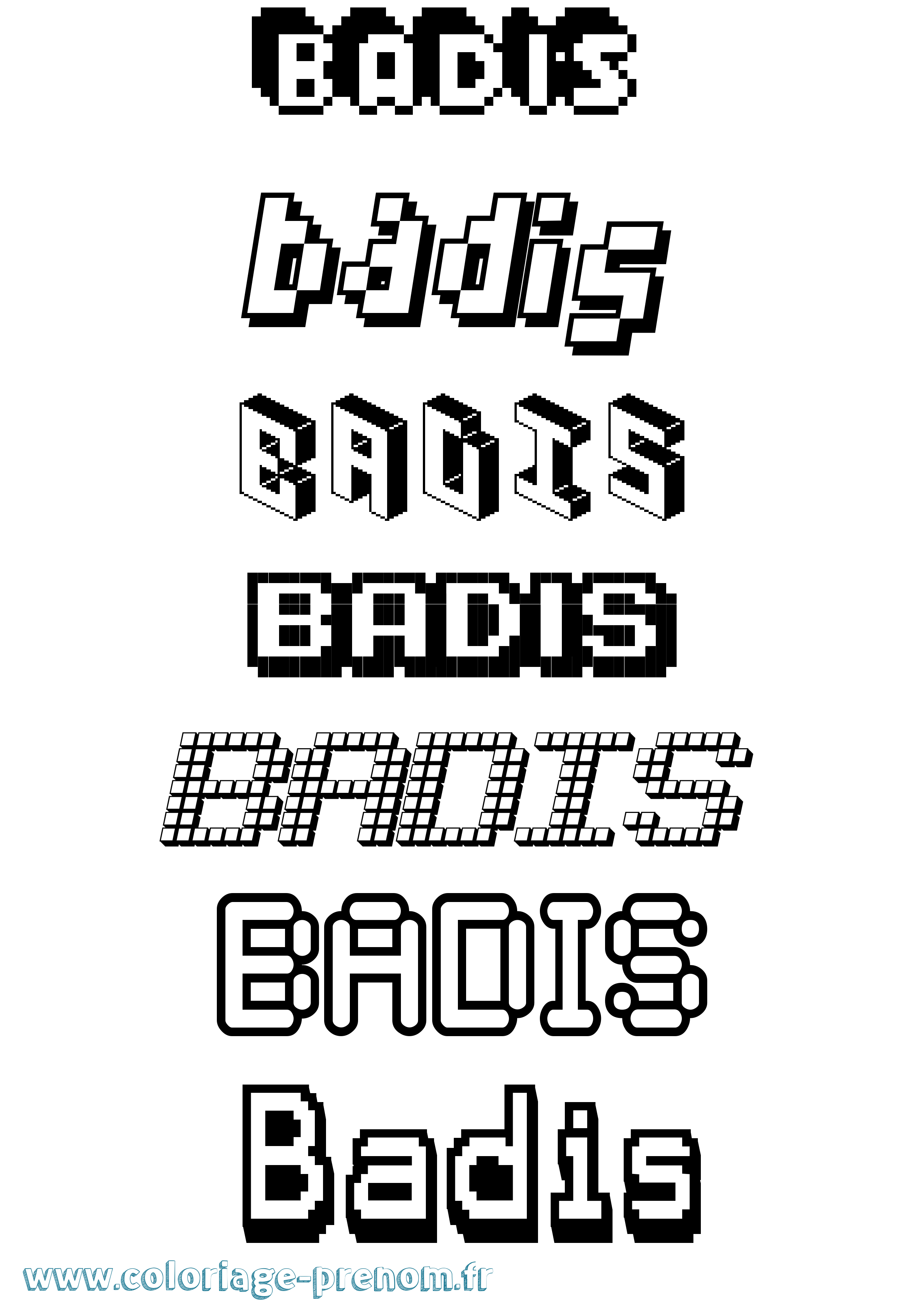 Coloriage Badis Pixel Coloriage prénom Badis Pixel