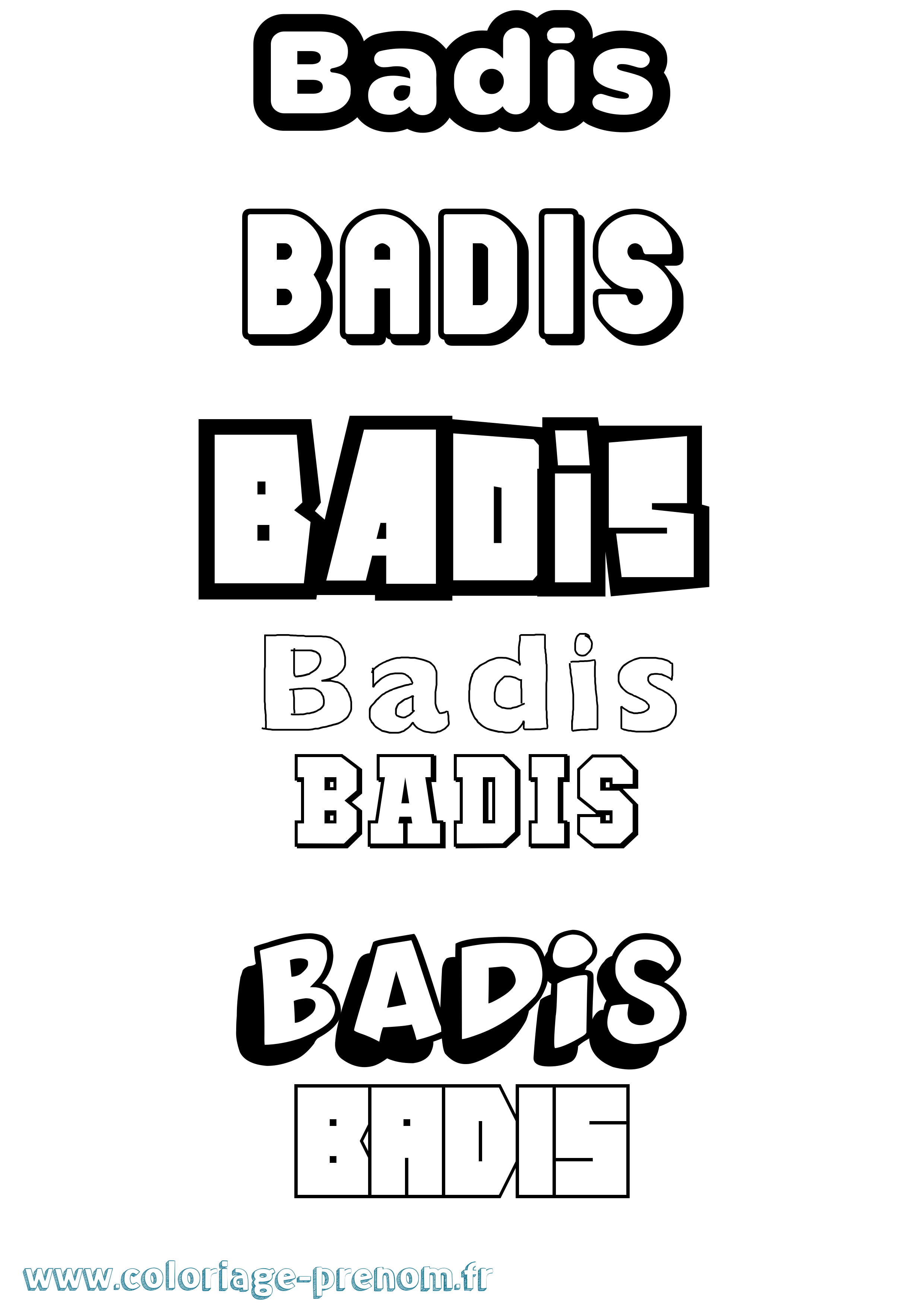 Coloriage Badis Simple Coloriage prénom Badis Simple