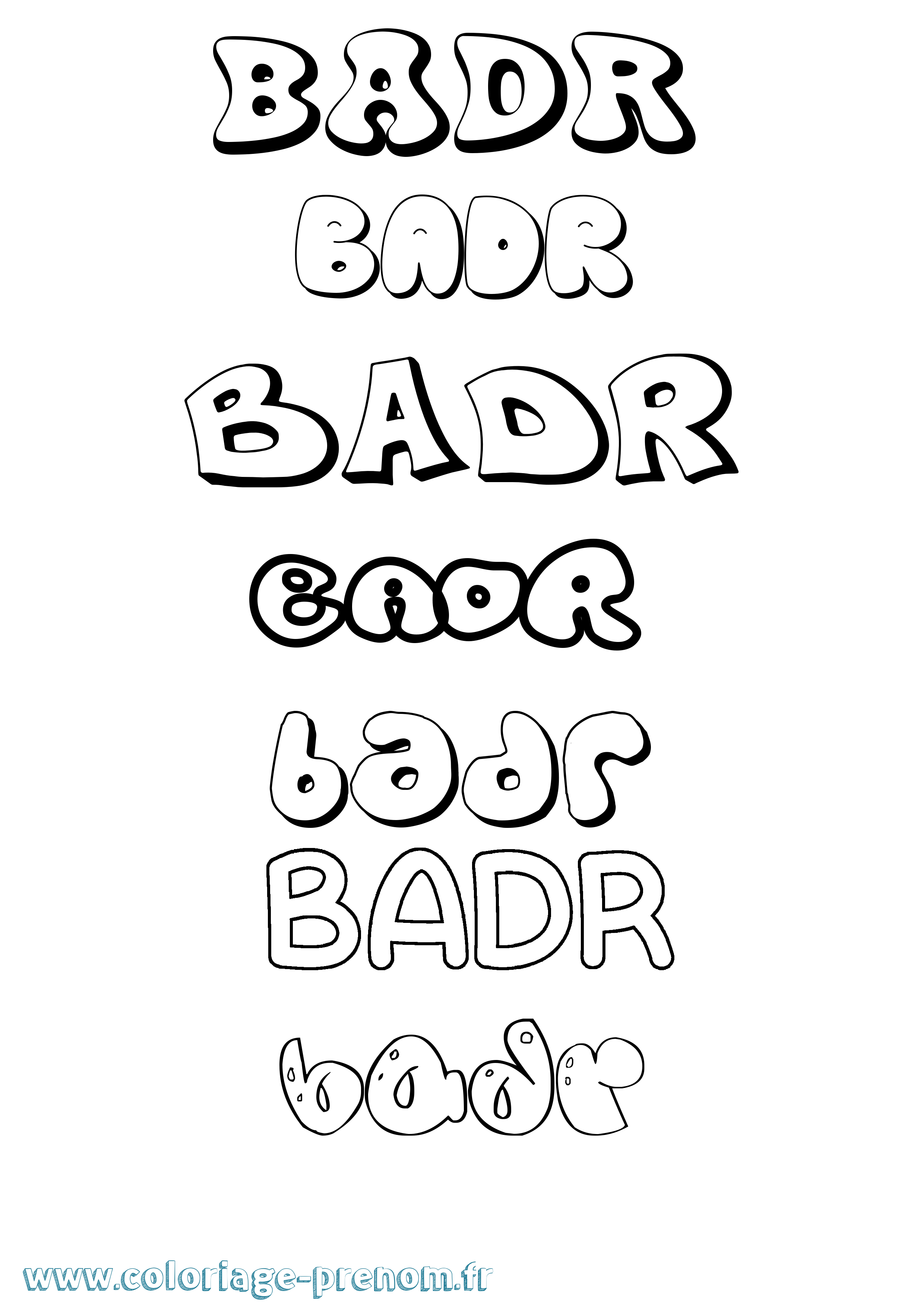 Coloriage Badr Bubble Coloriage prénom Badr Bubble