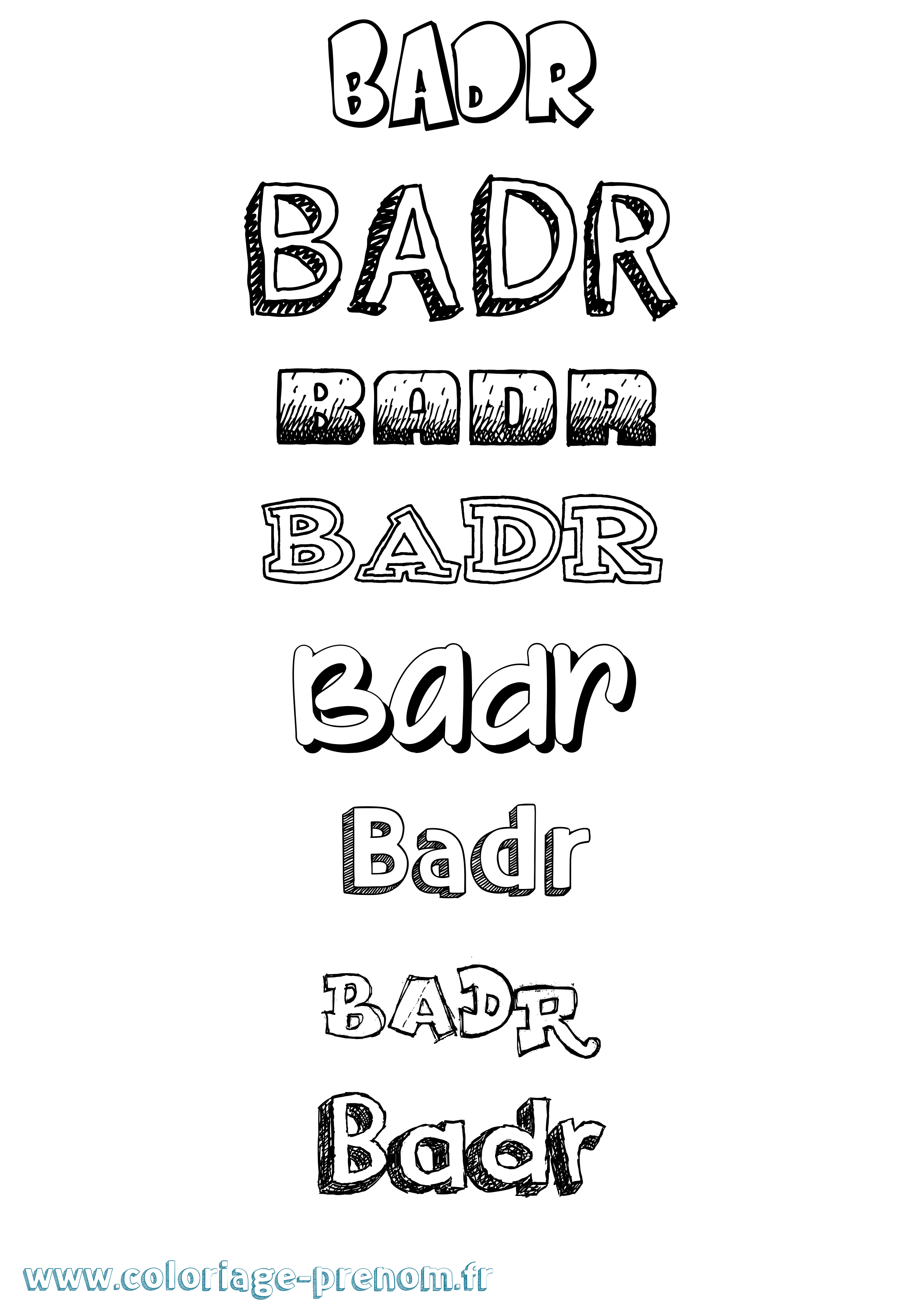 Coloriage Badr Dessiné Coloriage prénom Badr Dessiné